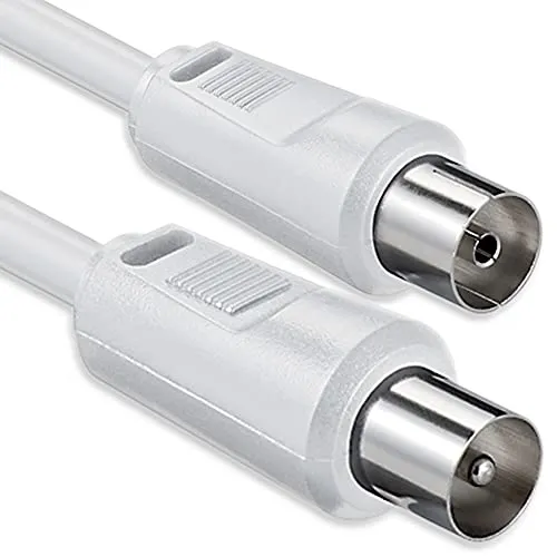 1aTTack.de Cavo antenna 1,5 metri 2x spina coassiale schermata > presa coassiale bianco St-Ku 75db 1,5m