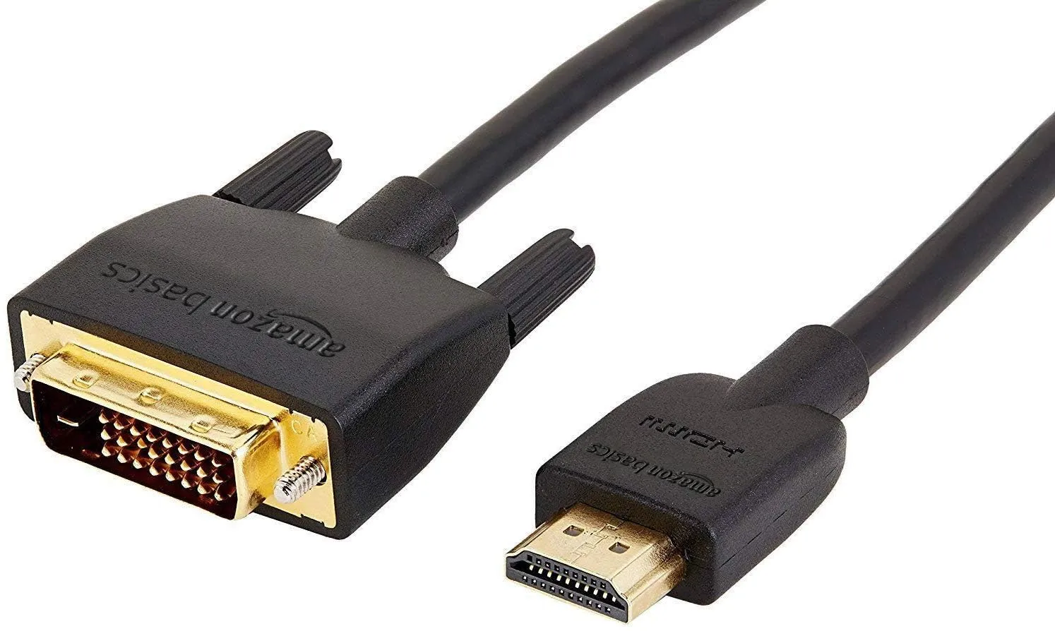 Amazon Basics Cavo adattatore da HDMI-A a DVI (maschio), bidirezionale, 1080P, placcato oro, 1.8 m, confezione da 1 per televisore, nero