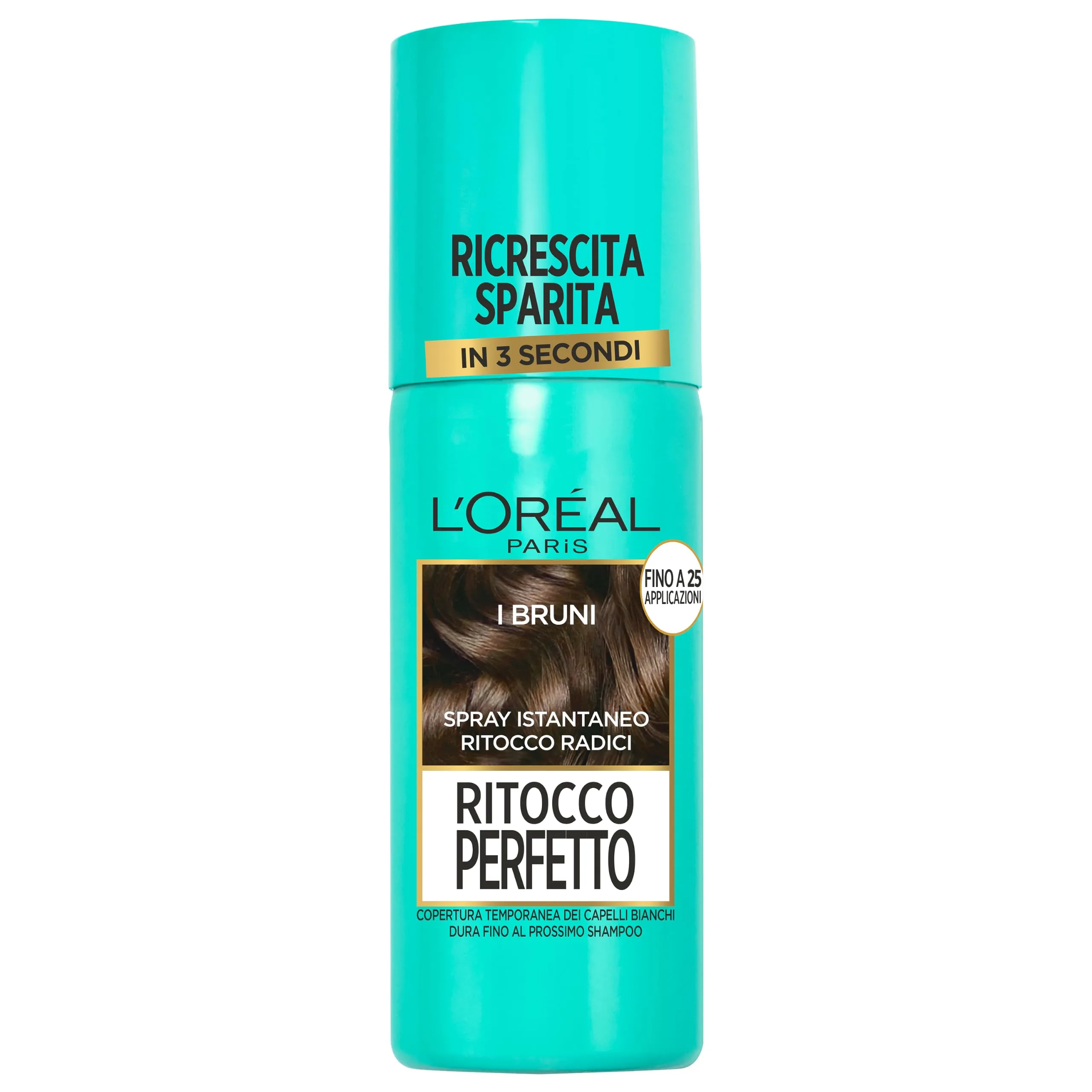 L'Oréal Paris Spray Ritocco Perfetto, Spray Istantaneo per Radici e Capelli Bianchi, Durata fino a 1 Shampoo, Colore: Bruno, 75 ml