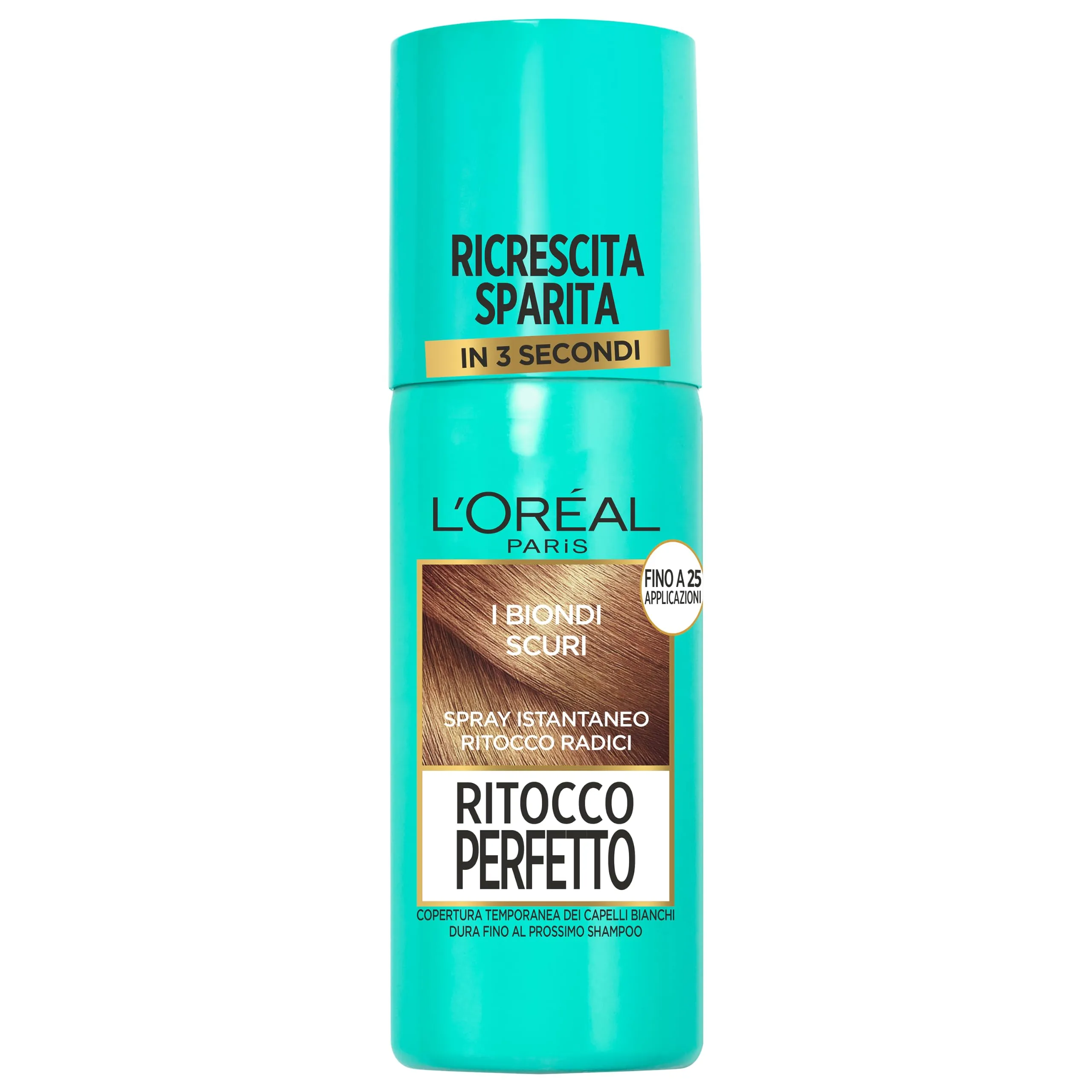 L'Oréal Paris Spray Ritocco Perfetto, Spray Istantaneo per Radici e Capelli Bianchi, Durata fino a 1 Shampoo, Colore: Biondo Scuro, 75 ml