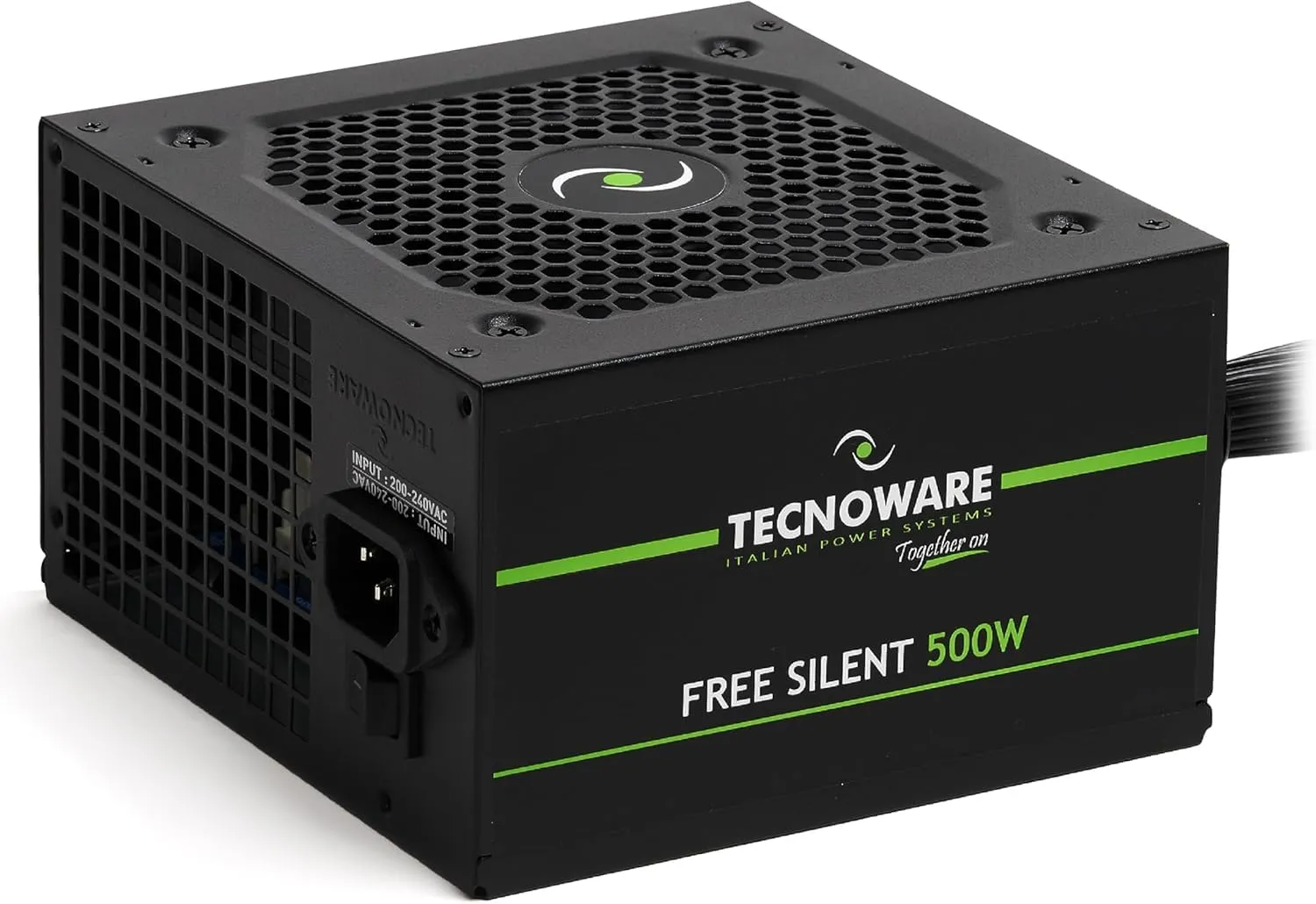 Tecnoware Alimentatore ATX per PC - Ventola Silenziosa da 12 cm - Connettori 2 x SATA, 1 x 24 Poli, 1 x 12V, 4 + 4 Poli, 2 x Molex, 1 x Floppy - Potenza Reale 500 W