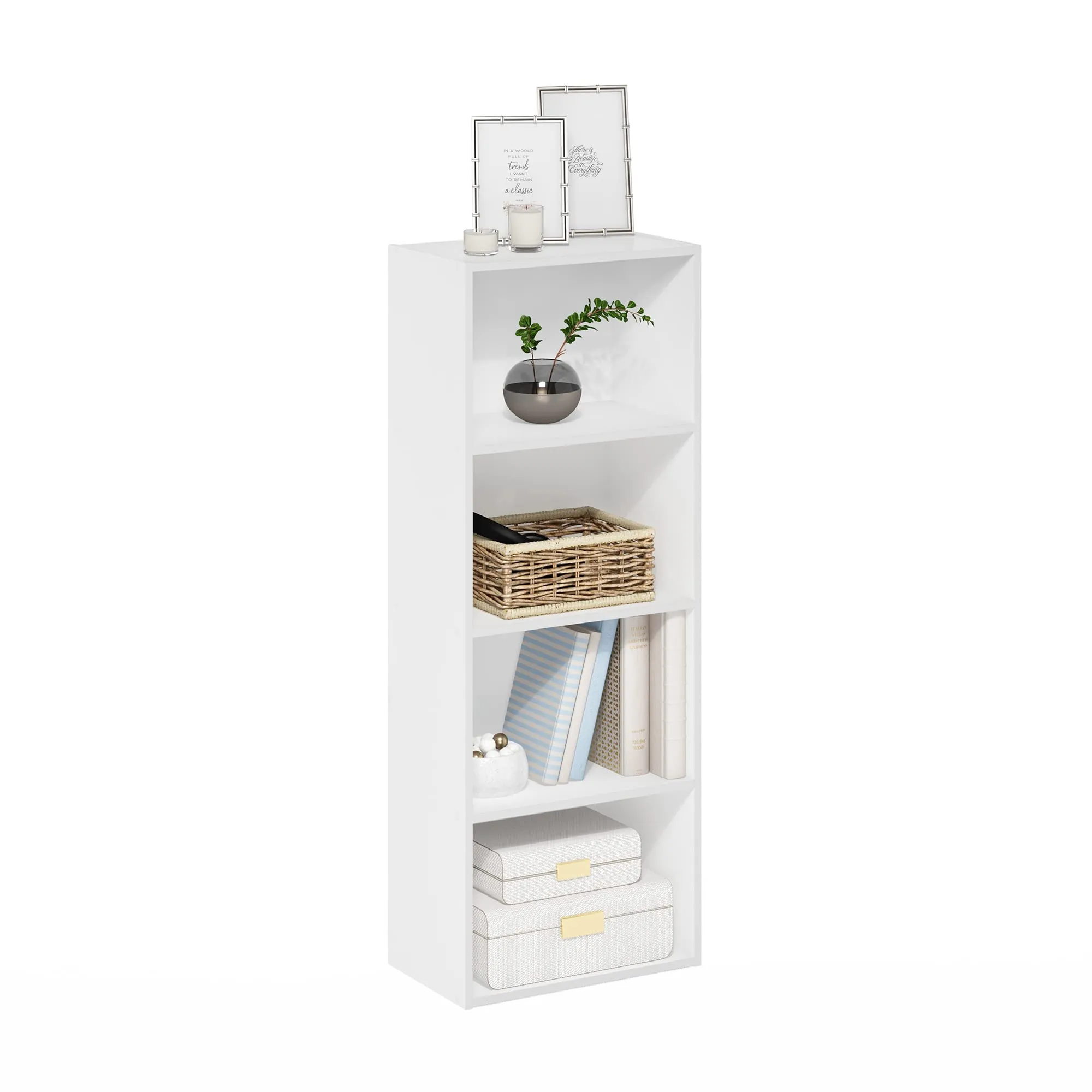 Furinno Luder libreria a 4 ripiani aperti, Bianca