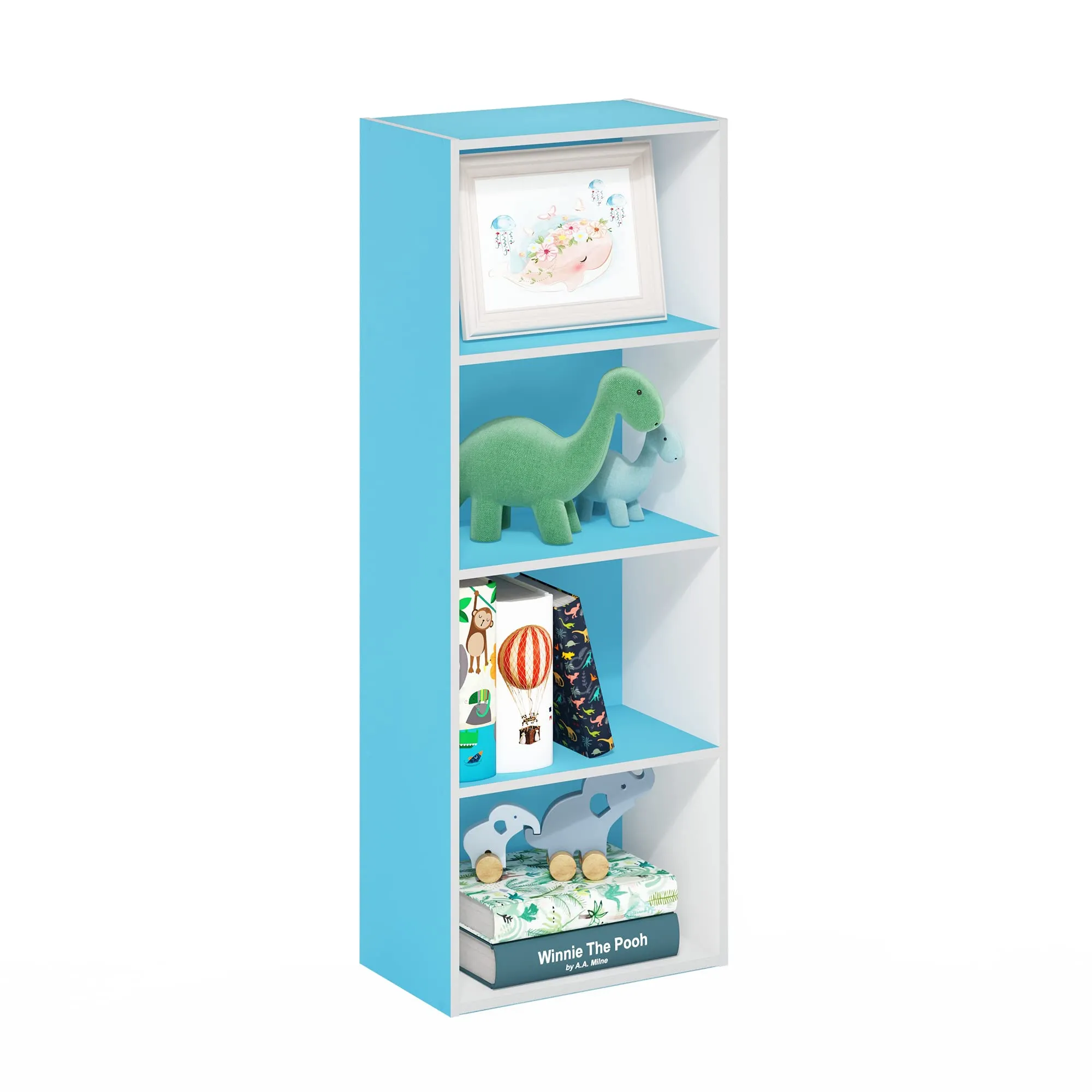 Furinno Luder Libreria a 4 ripiani aperti, Azzurro/Bianco