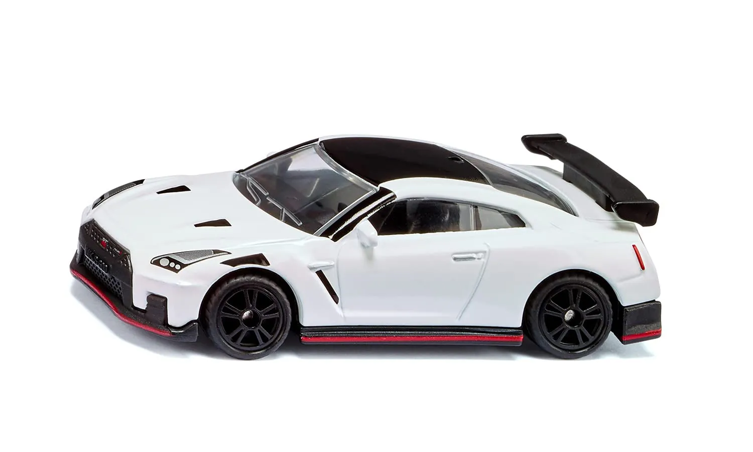 Siku 1579, Nissan GT-R Nismo, Auto Giocattolo, Metallo,Plastica, Nero,Bianco, Con Pneumatici di Gomma e Alettone Posteriore
