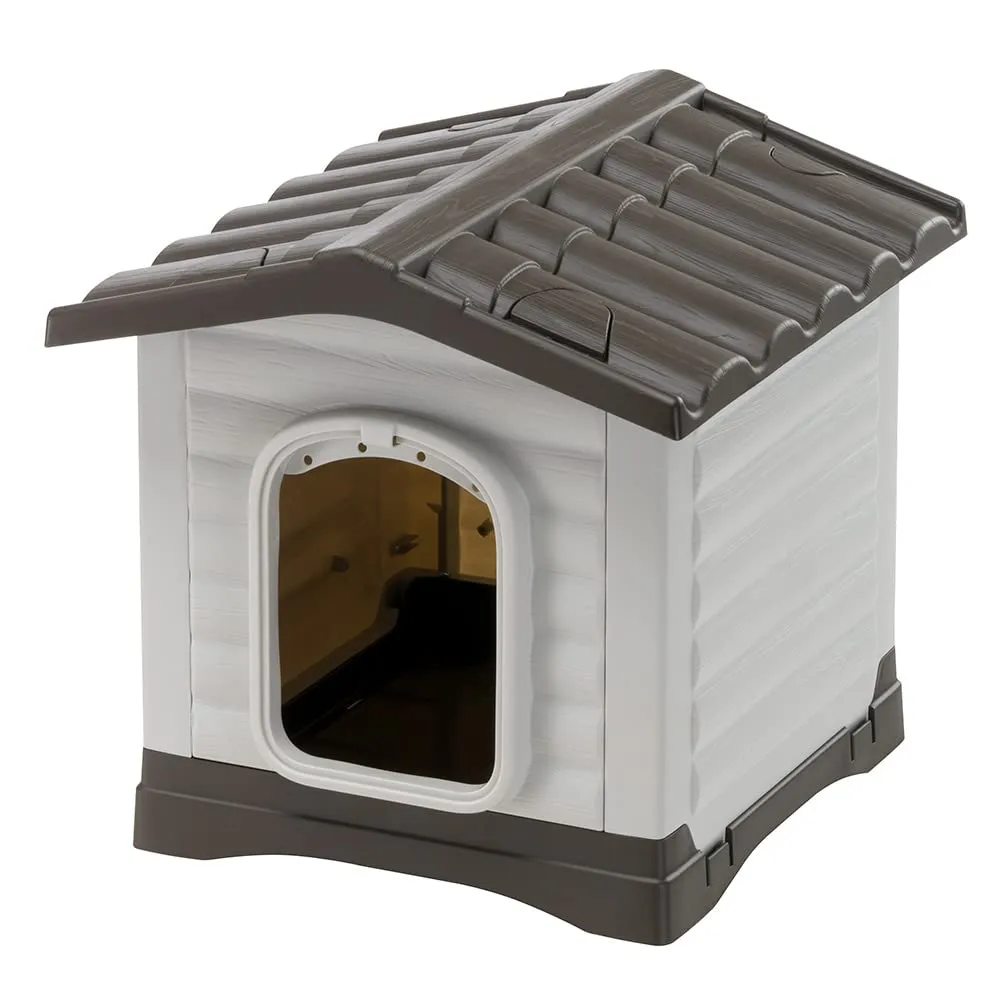 Ferplast DOGVILLA 60 Casetta per Cani, Fondo Sollevato Anti Umidità, Sistema Fuoriuscita Liquidi, Tetto Rimovibile Facile Pulizia, Griglia Aerazione, 43 x 48 x h 44 cm