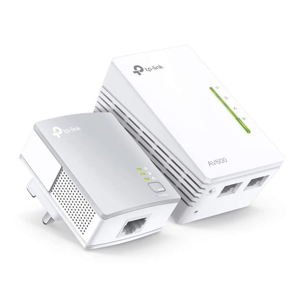 [Vecchio Modello] TP-LINK tl-pa4020p Kit v1.20 AV600 a due porte adattatore Powerline con AC di passaggio Starter Kit/Range Extender Estensione/Wi-Fi/Wi-Fi Booster/Hotspot, spina UK, confezione da 2