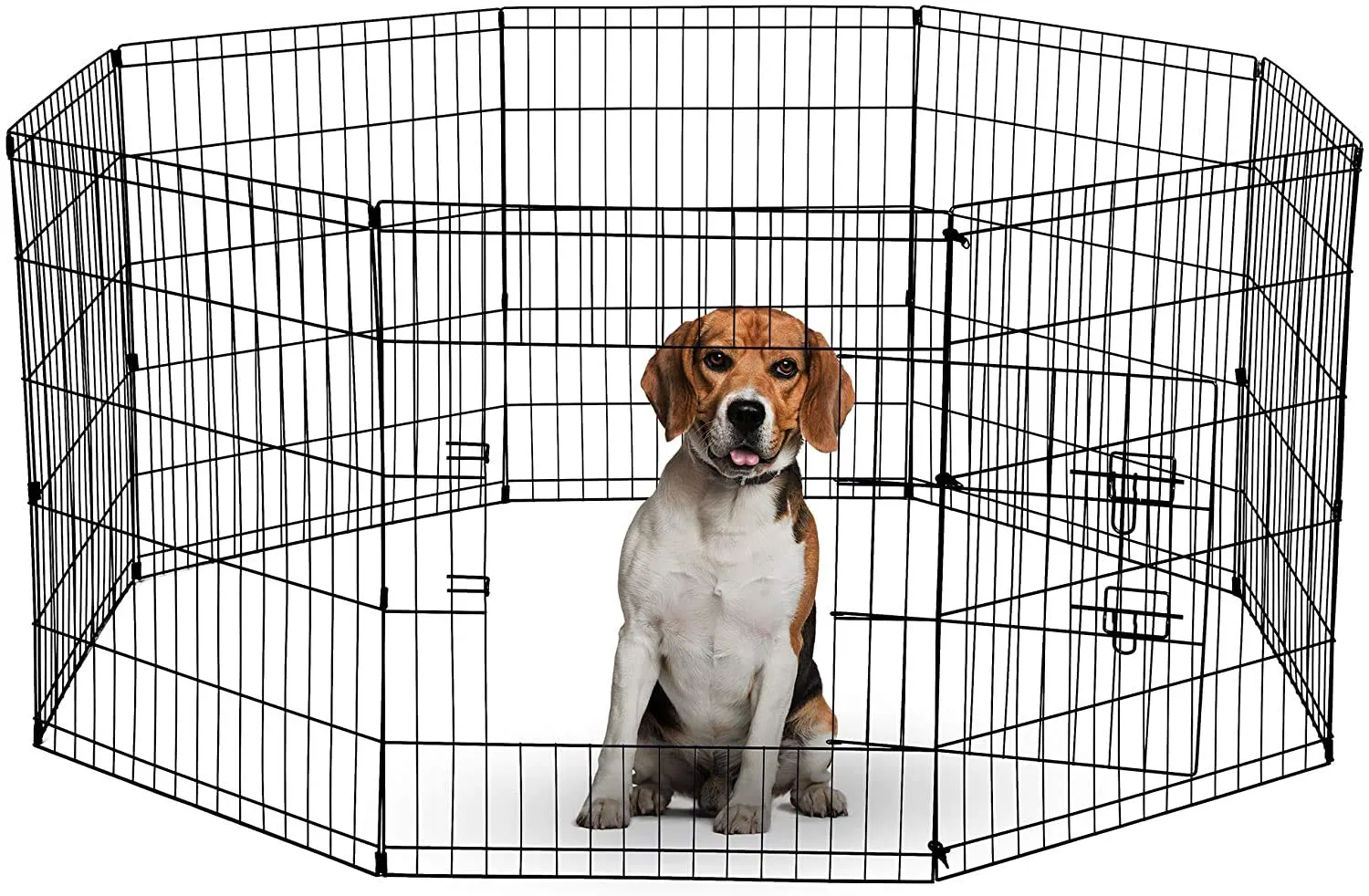 Box a 8 pannelli per cani, cuccioli, gatti e conigli, pieghevole, ideale per interni ed esterni, box per cuccioli (medio, 8 pannelli luminosi/porta SML/nero)