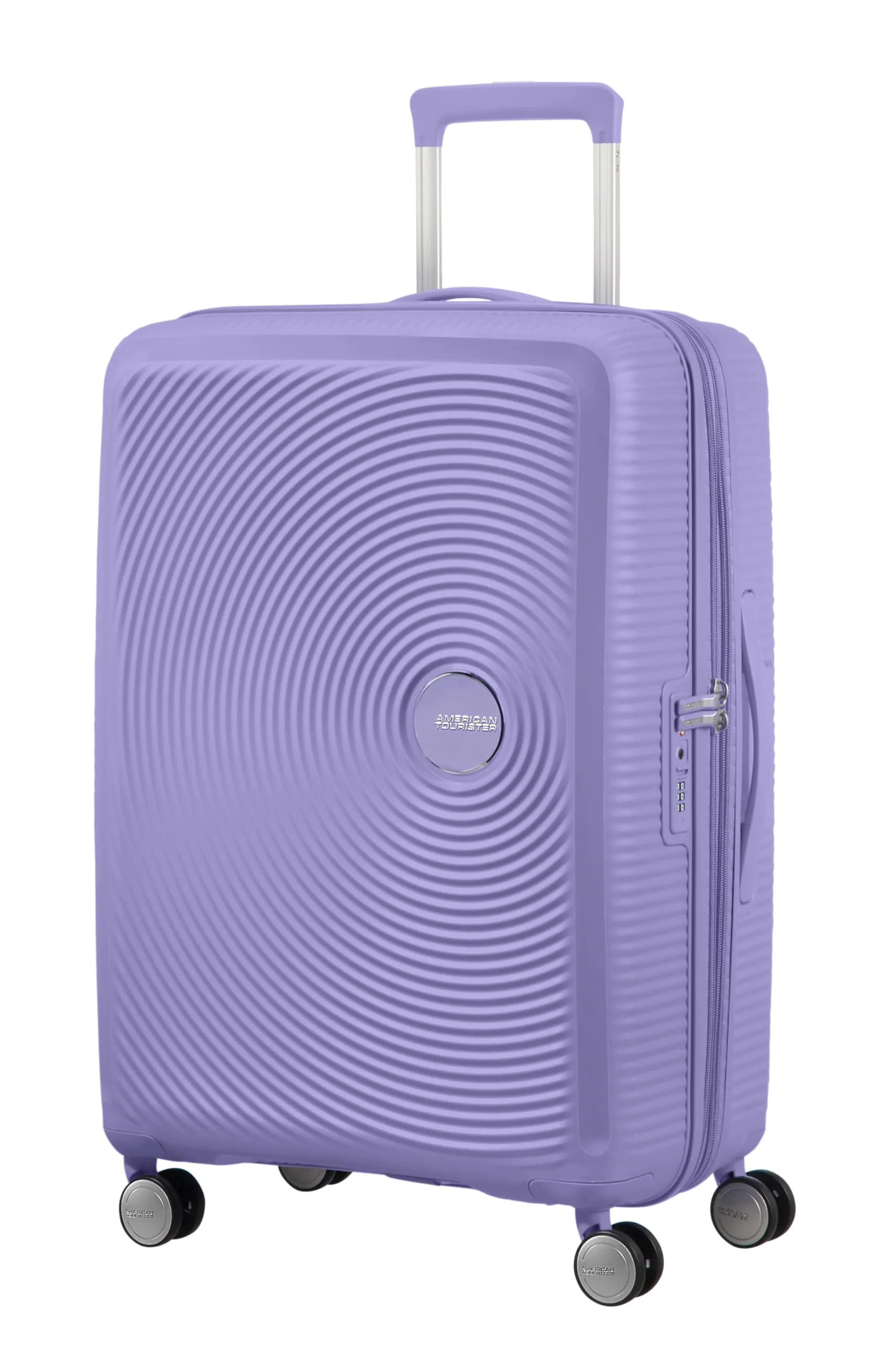 American Tourister Soundbox - Valigia Media Rigida, 67 cm - Trolley con 4 Ruote, Serratura TSA, Espandibile & Leggero, 71.5/81L, Viola (Lavender)
