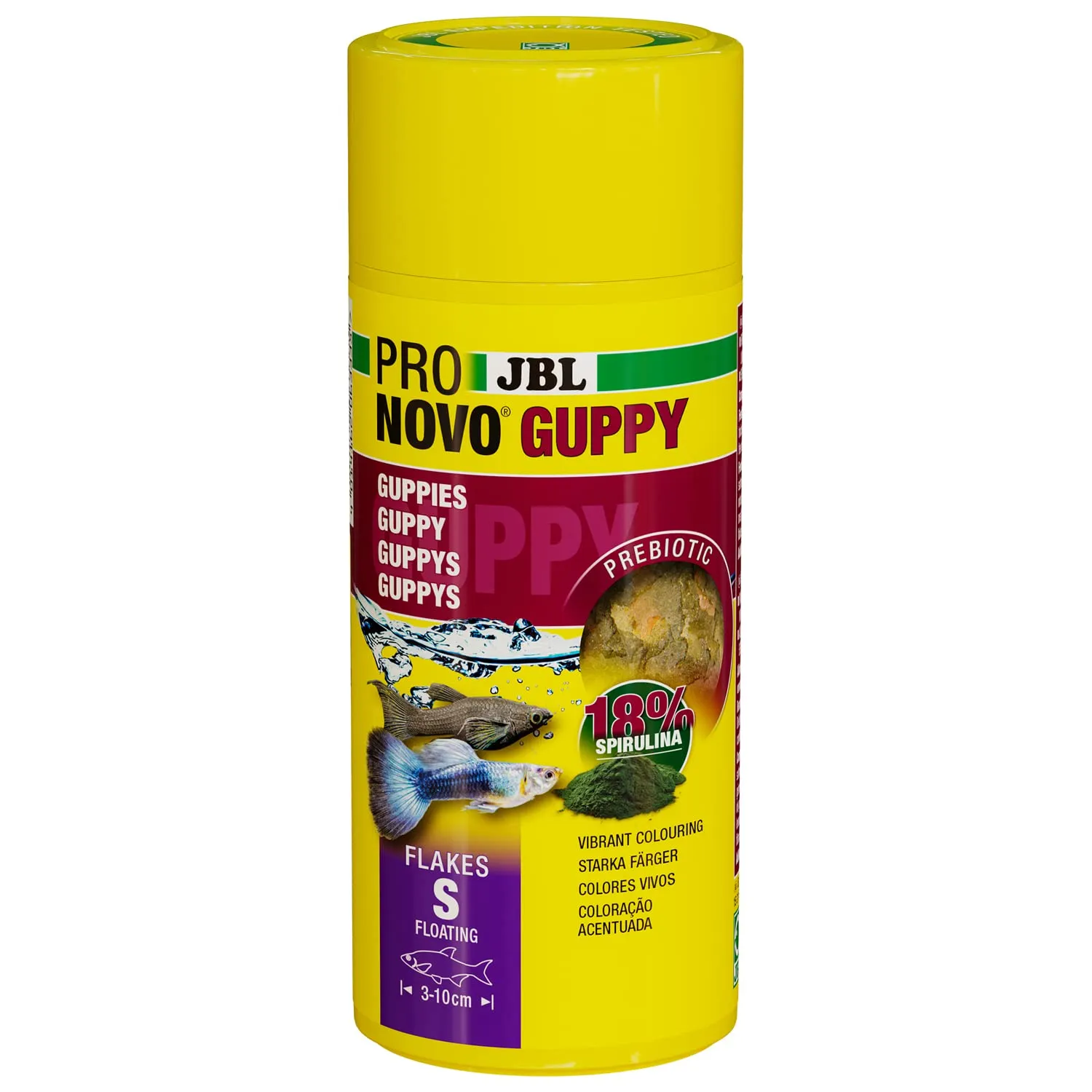 JBL PRONOVO GUPPY FLAKES, mangime base per guppy e altri pesci ovovivipare da 3-10 cm, fiocchi per pesci, taglia S, 250 ml
