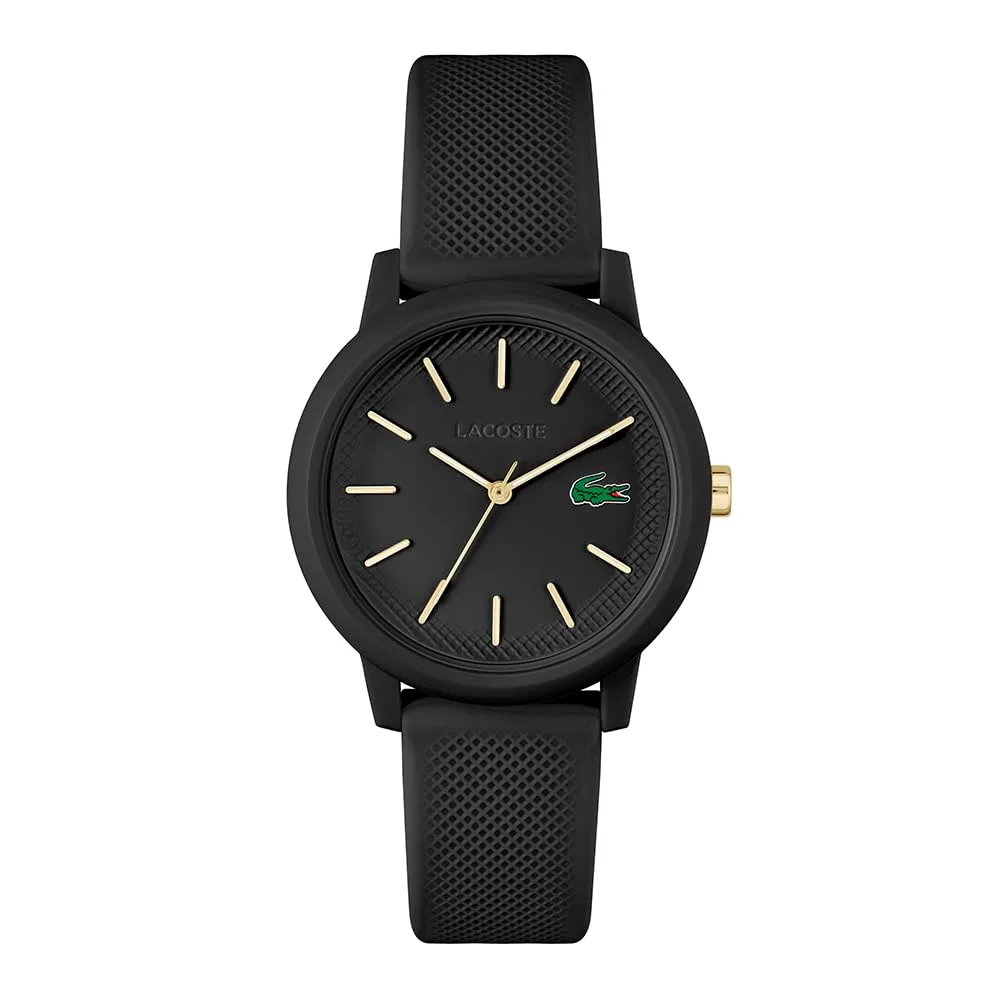 Lacoste Orologio Analogico al Quarzo da Donna Collezione LACOSTE.12.12 con Cinturino in Silicone Nero - 2001212