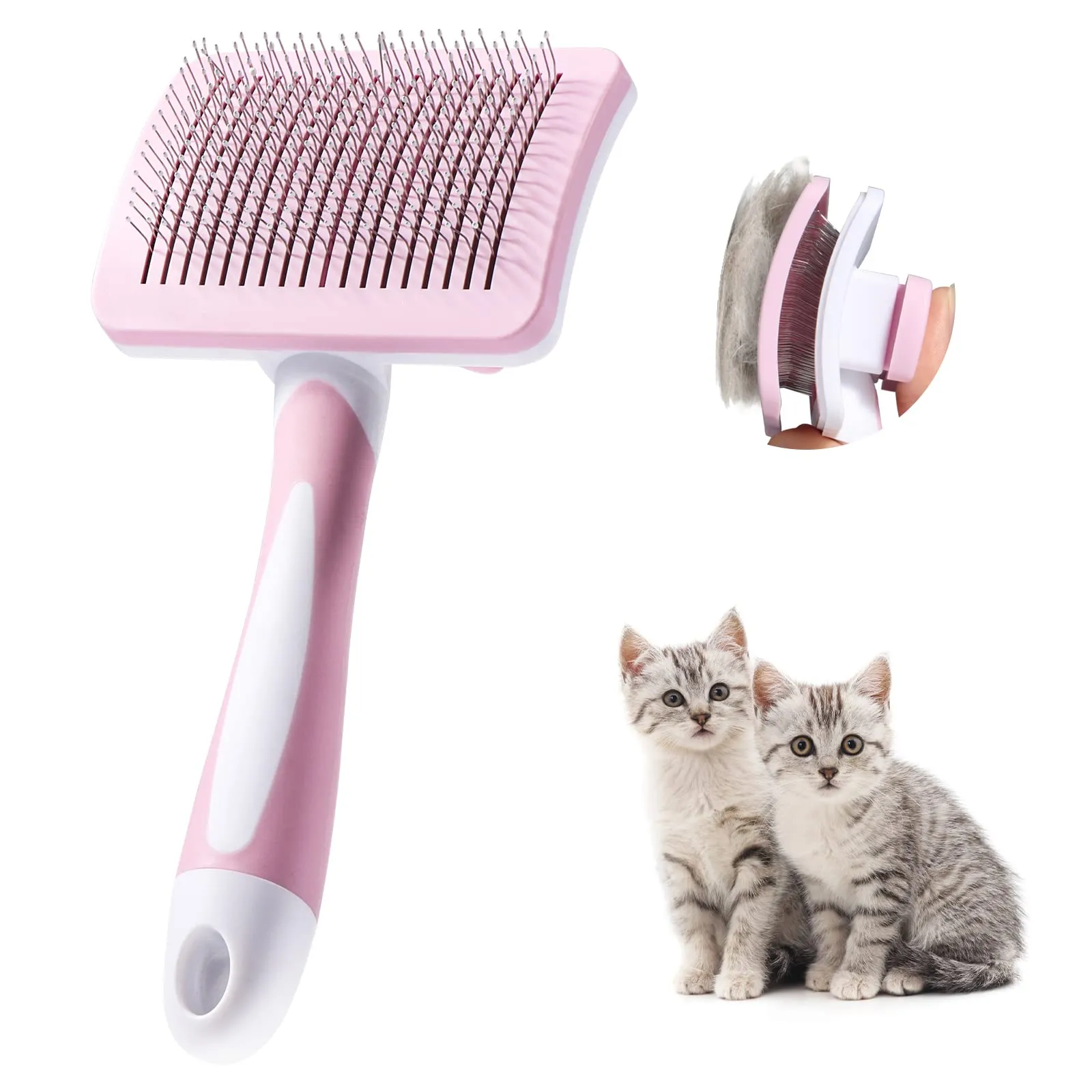 Vinabo Spazzola per Gatti e Cani Autopulente, Cura del Pelo, Rosa