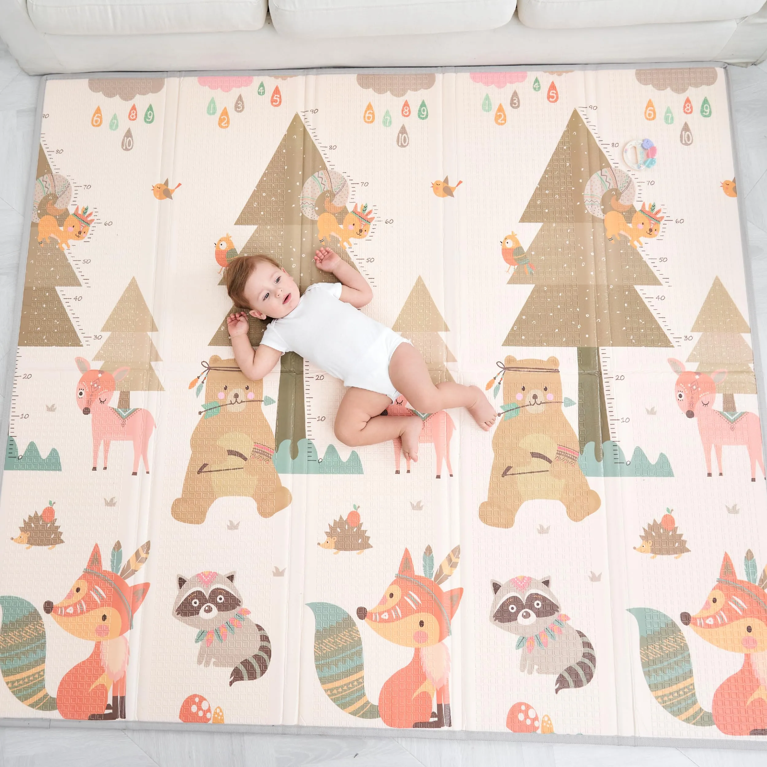 Tappeto Gioco Bambini Pieghevole 180x200x1.5cm Palestrina Neonato Montessori Reversibile Non Tossico E Impermeabile In Schiuma Per Bimbi. Palestra Neonati - Tappeto Tummy Time Neonati - Regalo Bambino