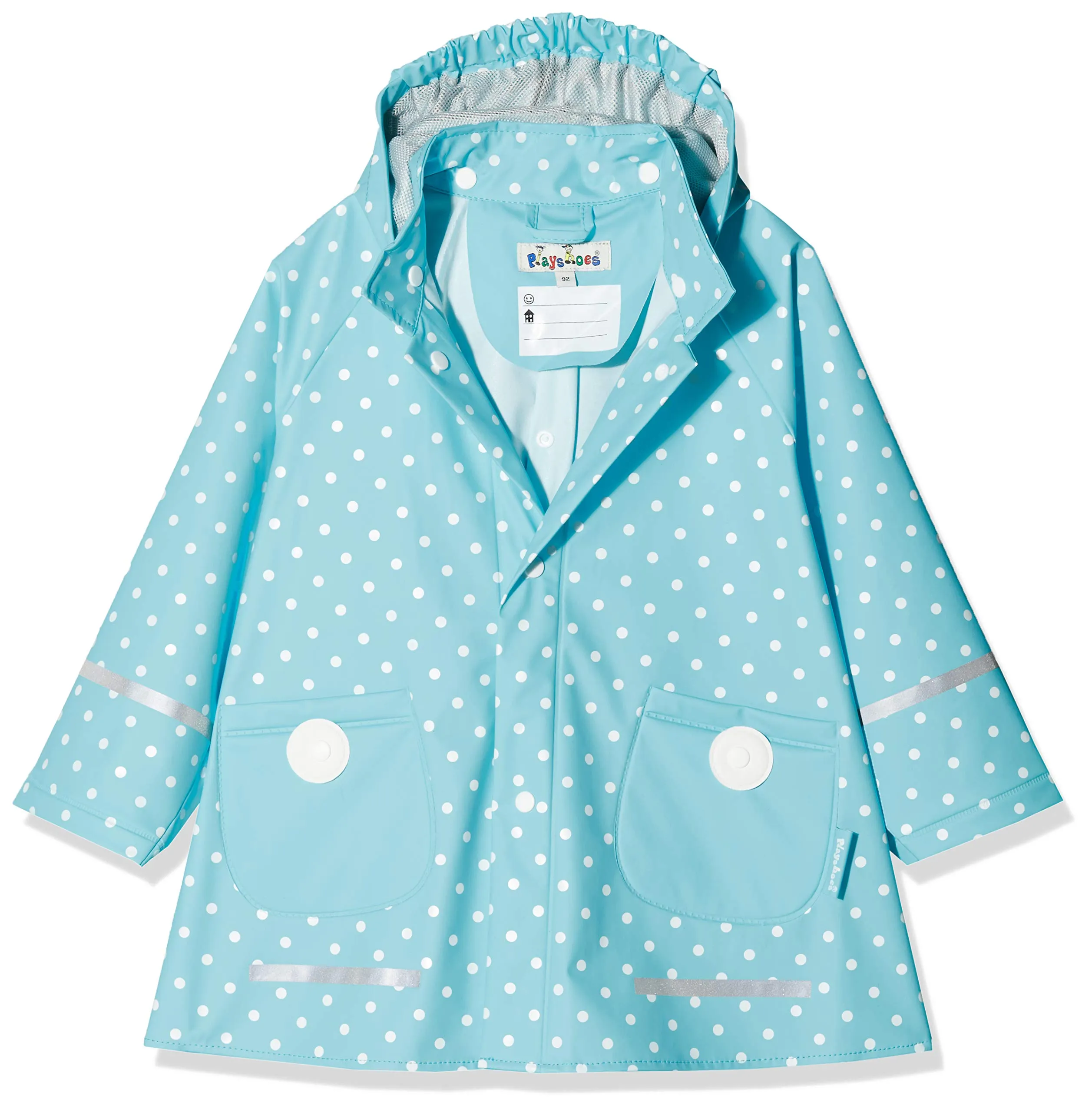 Playshoes Giacca da pioggia, Abbigliamento antipioggia antivento e impermeabile Unisex - Bambini e ragazzi, punti turchesi, 86