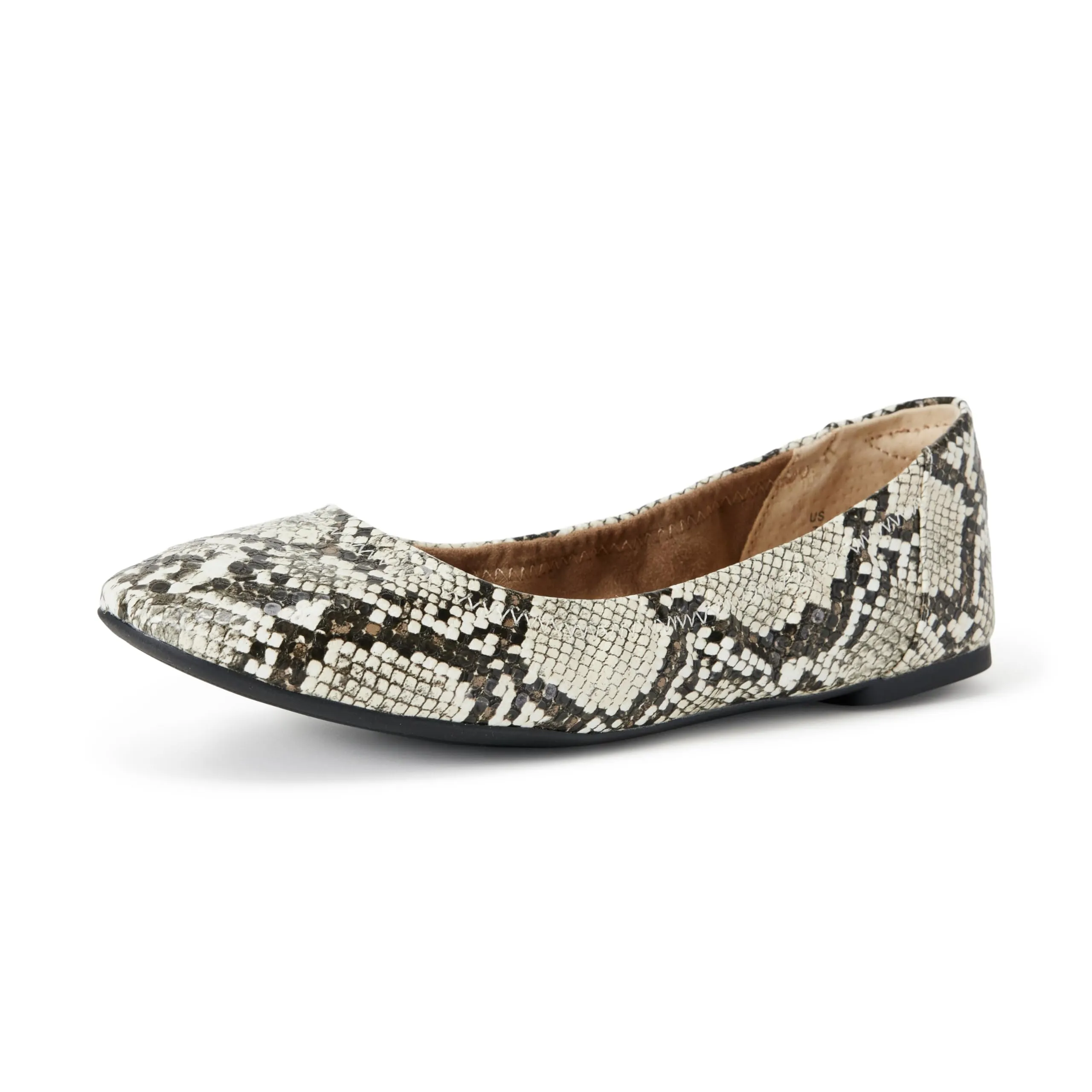 Amazon Essentials Ballerine Slip-on Donna, Nero Bianco Ecopelle Di Serpente, 37.5 EU