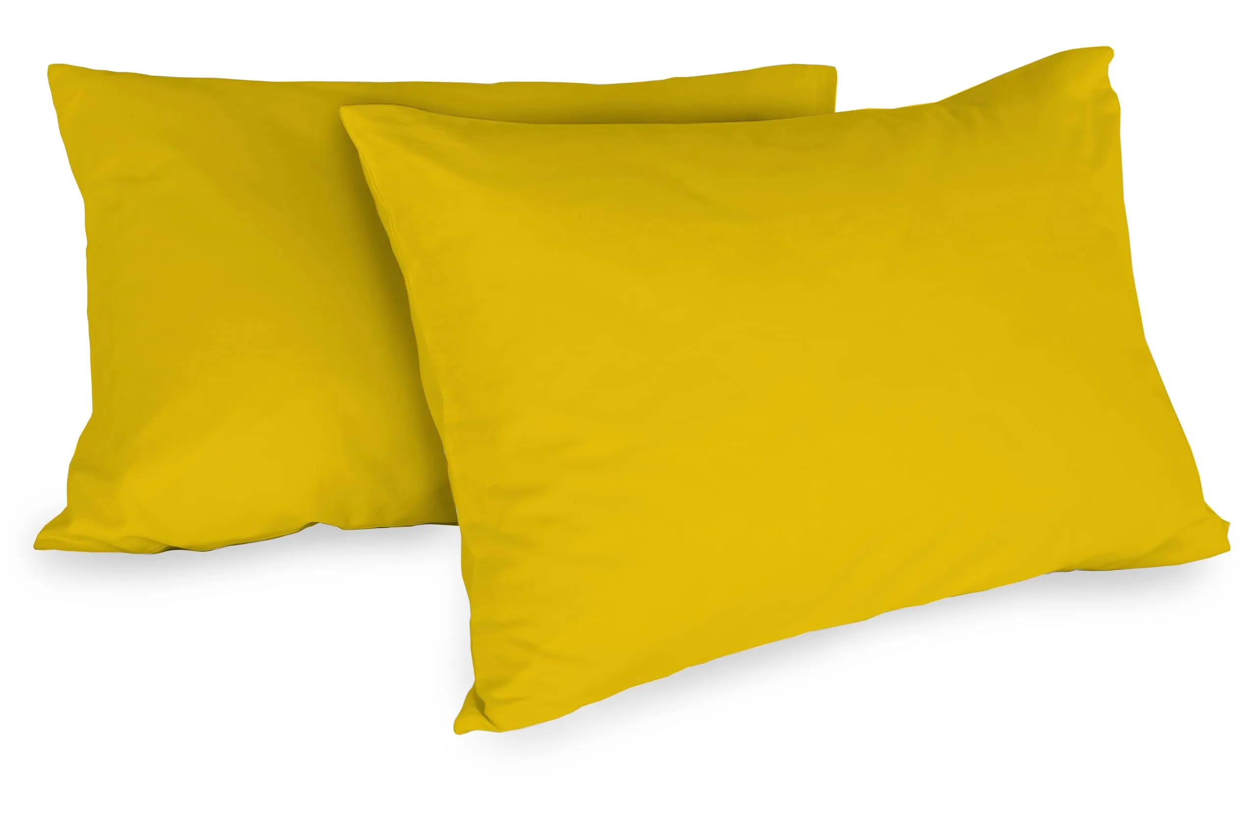 Zer0bed, Coppia Di Federe In Cotone 52x80 CM, Giallo, Set Di 2, Tinta Unita, 100 Percento Cotone, Cusino Letto, Chiusura A Busta