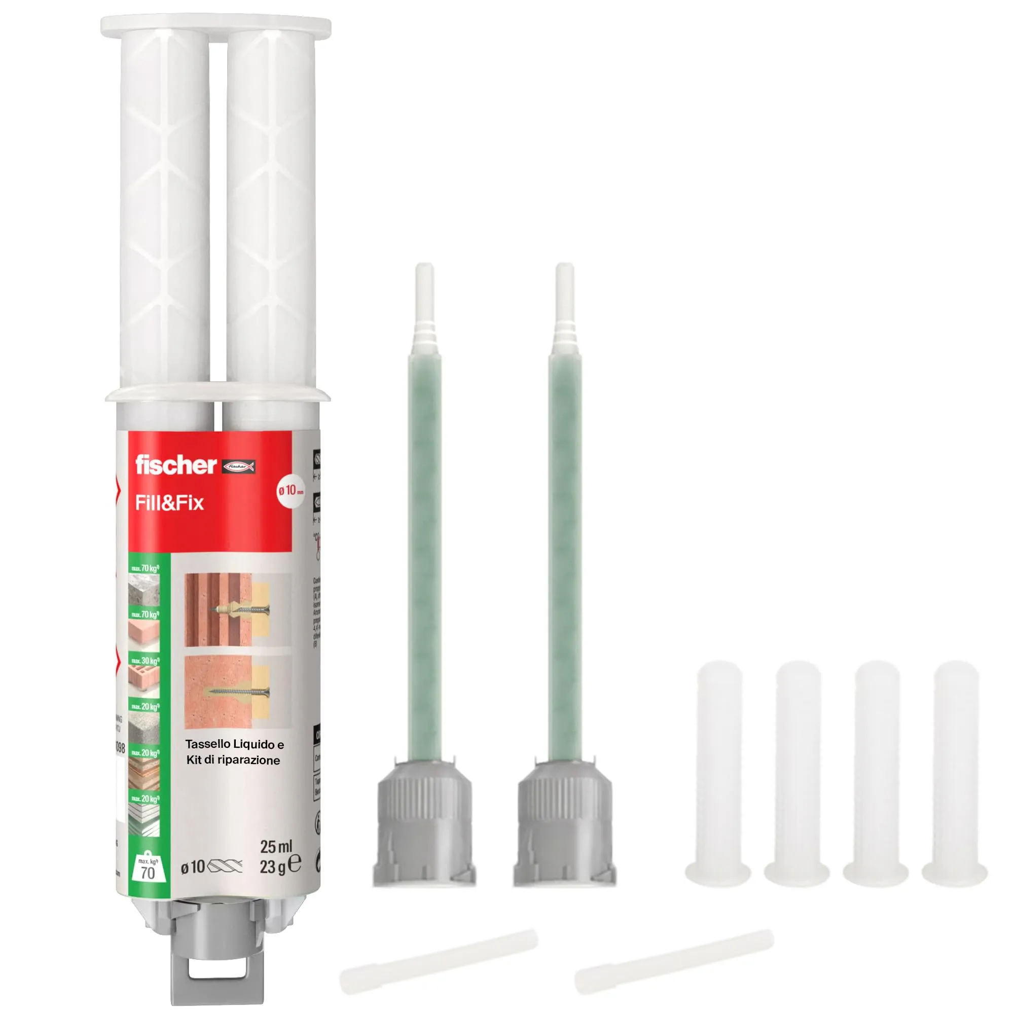 Fischer Fill and Fix Riparazione Fori Tasselli, Cerniere Mobili e Fissaggi su Muro e Legno, Resina Bicomponente, 51098