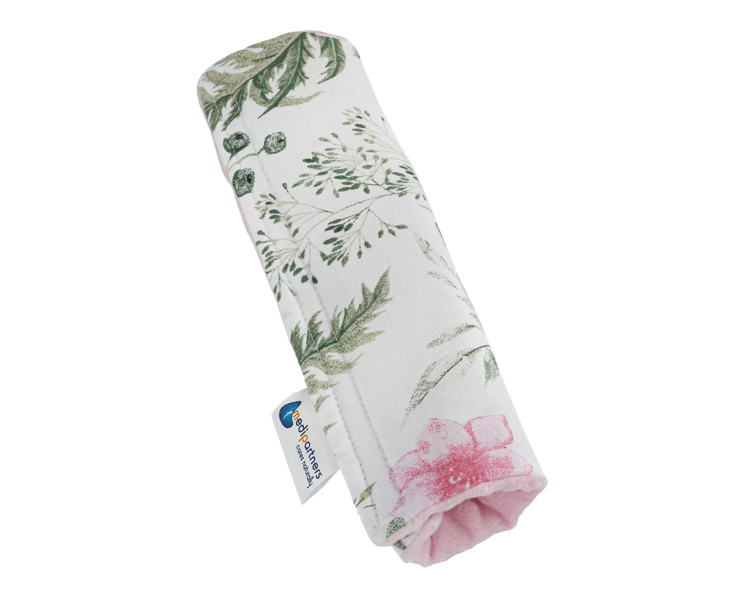 Medi Partners Copri Cintura di Sicurezza Auto Copricintura Bambini Car Cuscino 17x22cm 100% Cotone Minky Cinture Kids Copri Seggiolino Protezione (Fiore con Minky rosa chiaro)