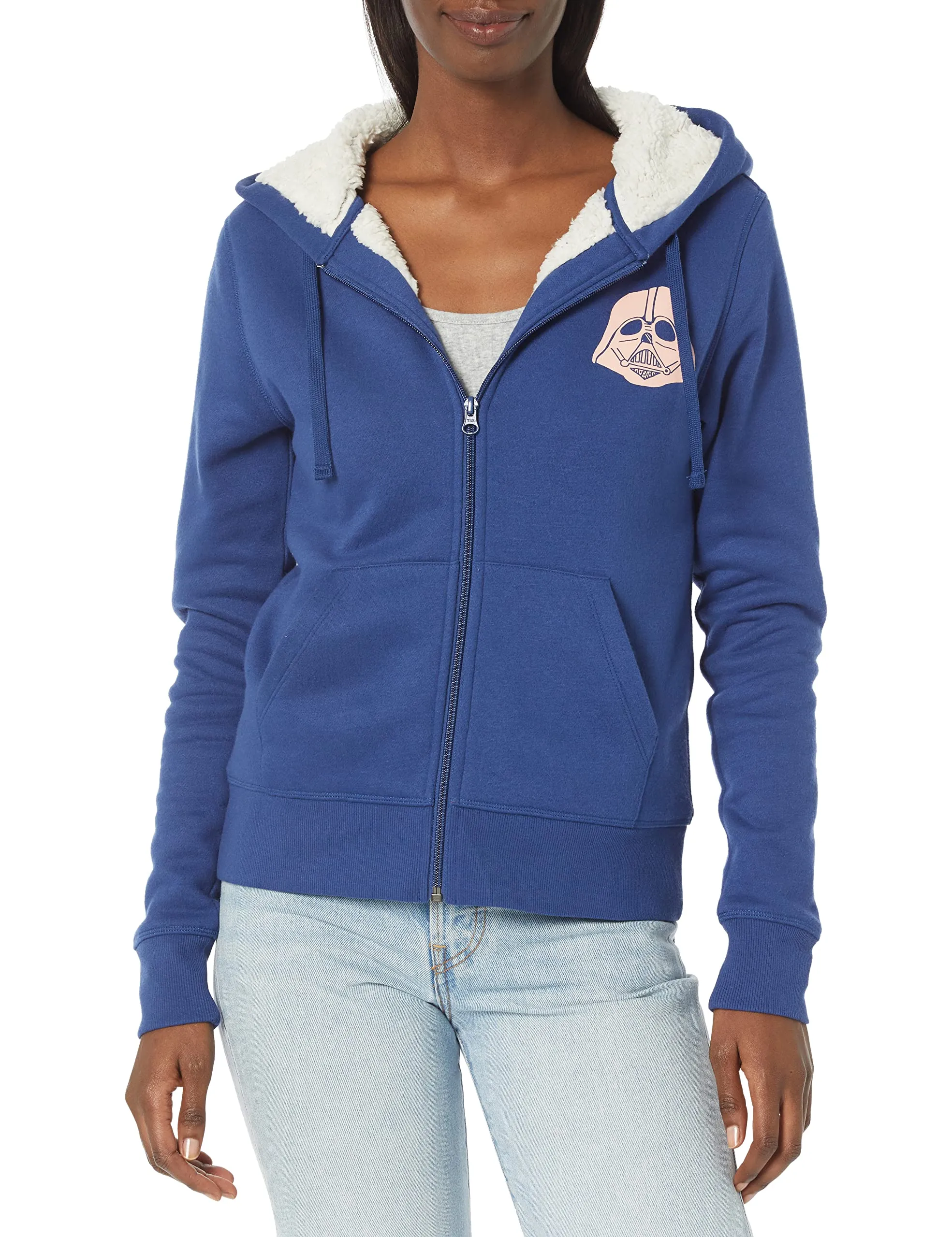 Amazon Essentials Disney | Marvel | Star Wars | Princess Felpe con Cappuccio con Cerniera Intera Foderate in Pile Donna, Star Wars Darth, XS