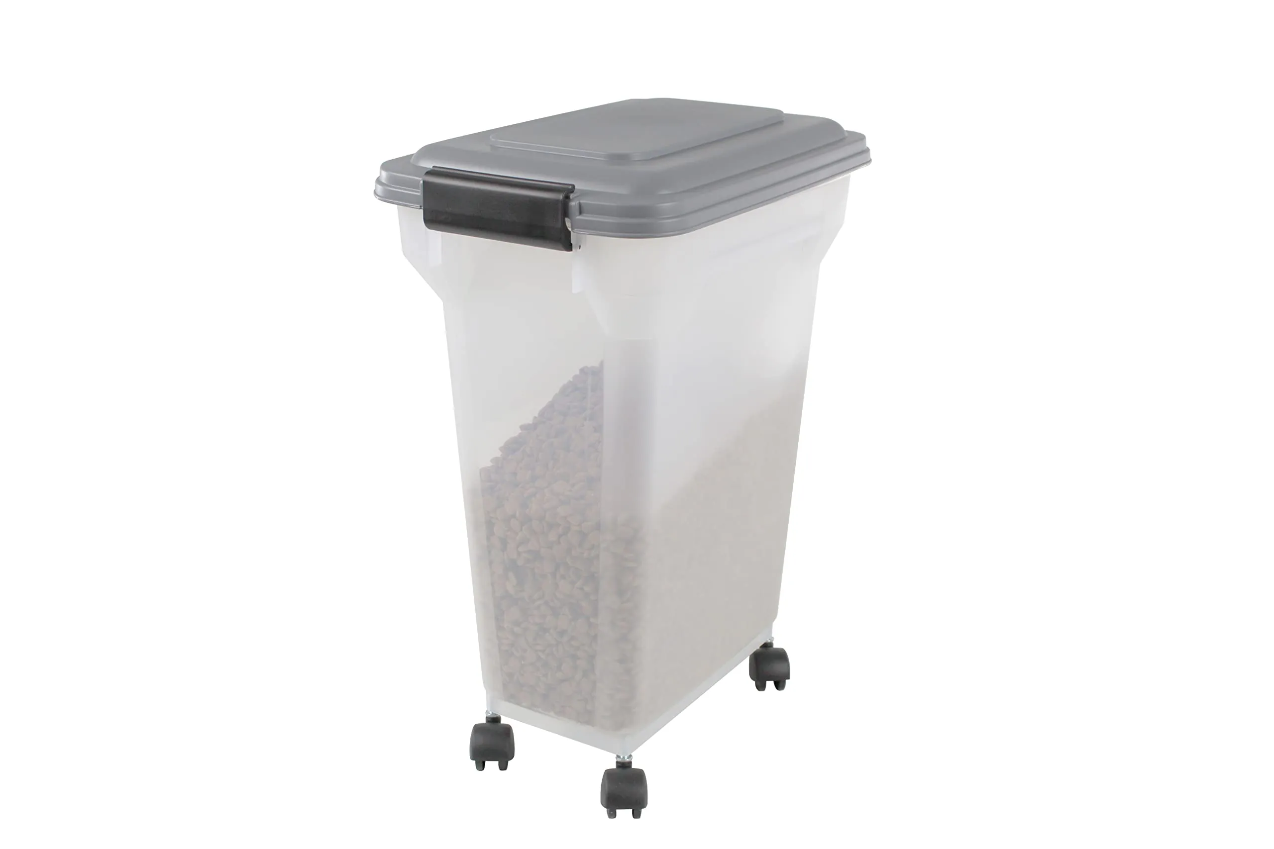 Iris Ohyama, Contenitore per Crocchette, 20L/7.5kg, Grigio, Ermetici, Contenitore per Alimenti in Plastica con Coperchio, con Ruote, Per Cibo per Gatti, Cani, Cibo secco, Dolci, Scatola, ATS-M