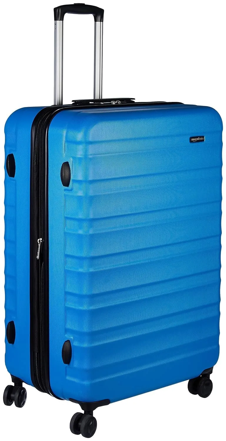 Amazon Basics Valigia Rigida Grande - Bagaglio Espandibile ABS con 4 Ruote Doppie Girevoli - Resistente ai Graffi e Leggera - 78 x 52,6 x 32cm - Azzurro