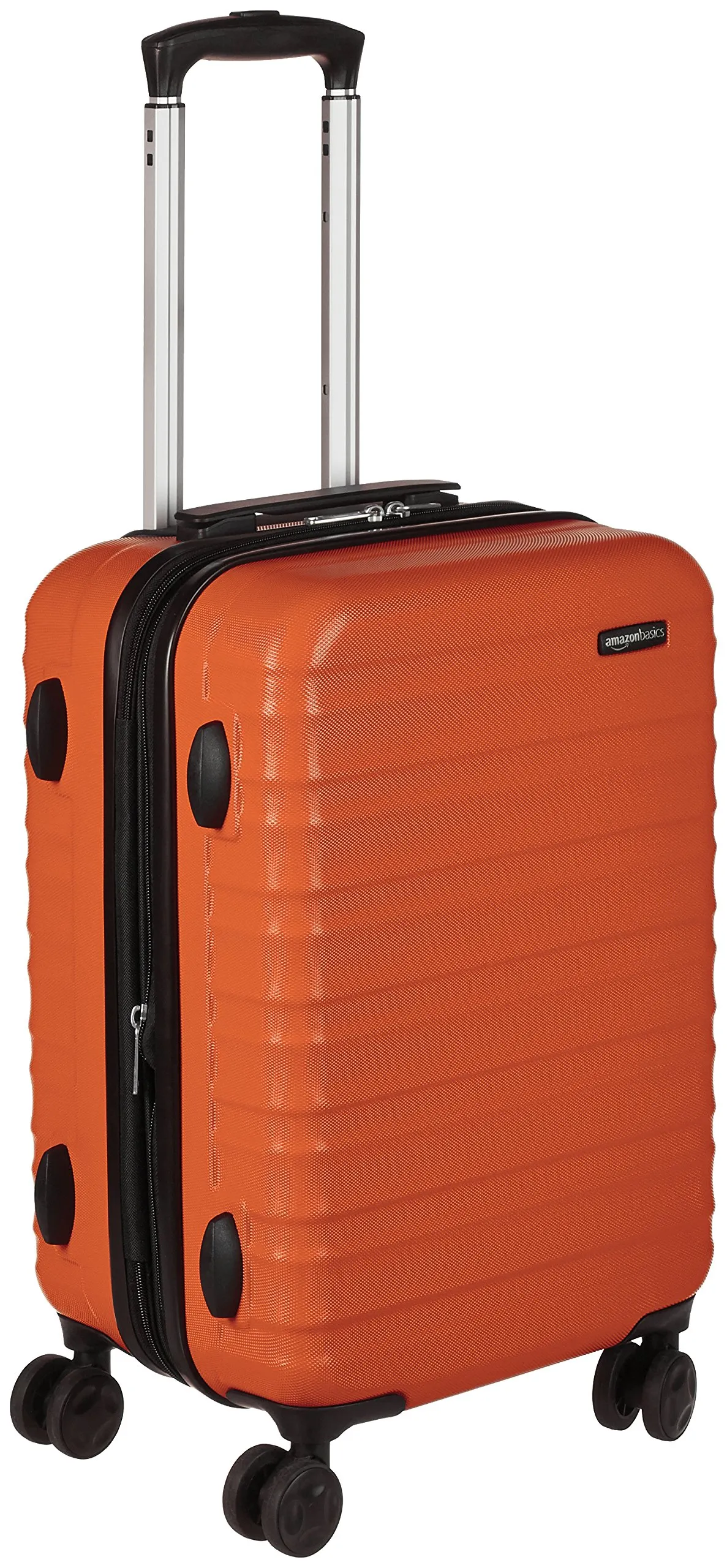 Amazon Basics Valigia Rigida Piccola - Bagaglio a Mano Espandibile ABS con 4 Ruote Doppie Girevoli - Resistente ai Graffi e Leggera - 55 x 37,5 x 25,5cm - Arancione Bruciato