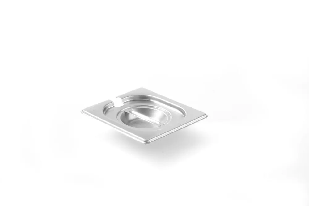HENDI Coperchio Gastronorm GN 1/6 con incavo per mestolo, Kitchen Line, resistenza termica -40 °C a 250 °C, 176x162mm, spessore 0,7mm, acciaio inox