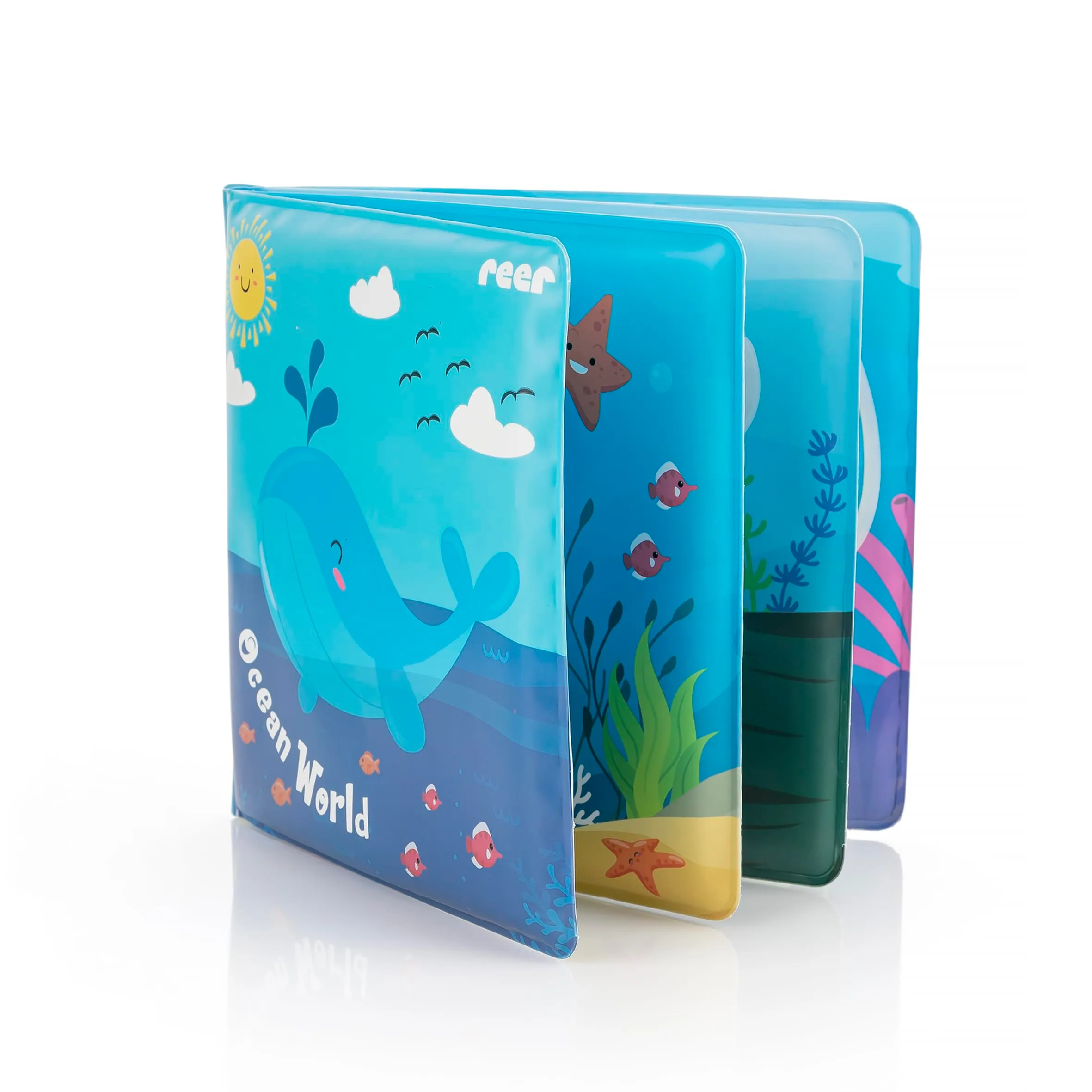 Reer MyHappyBath Book - Libro da bagno magico con cambio di colore e funzione sonoro, Multicolore
