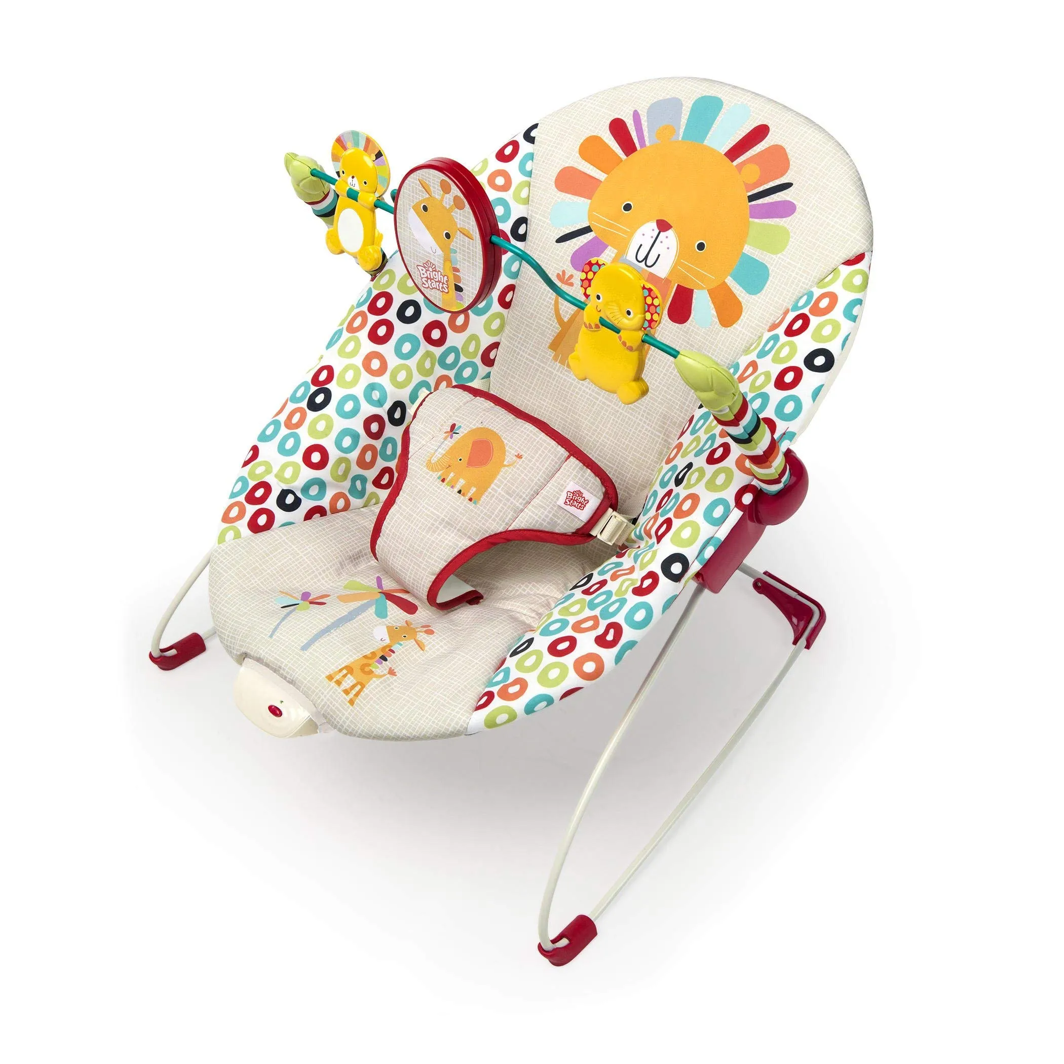 Bright Starts Seggiolino Comodo Vibrante Rilassante per Neonati con Giocattoli, Unisex, 0-6 Mesi (Playful Paradise)