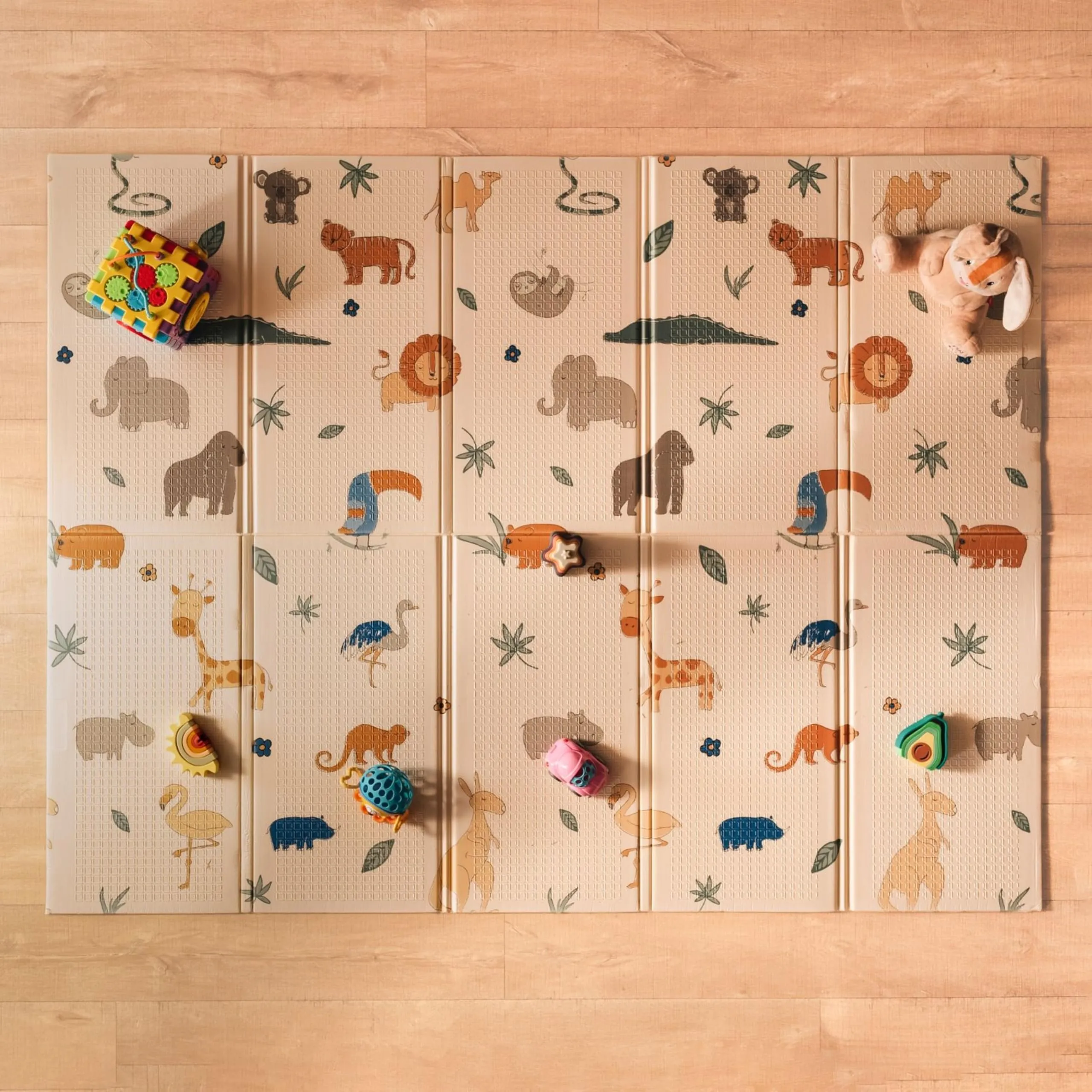 Nuby Tappeto Gioco Bambini XXL Pieghevole Double Face, 150x200cm, 0M+, Zoo
