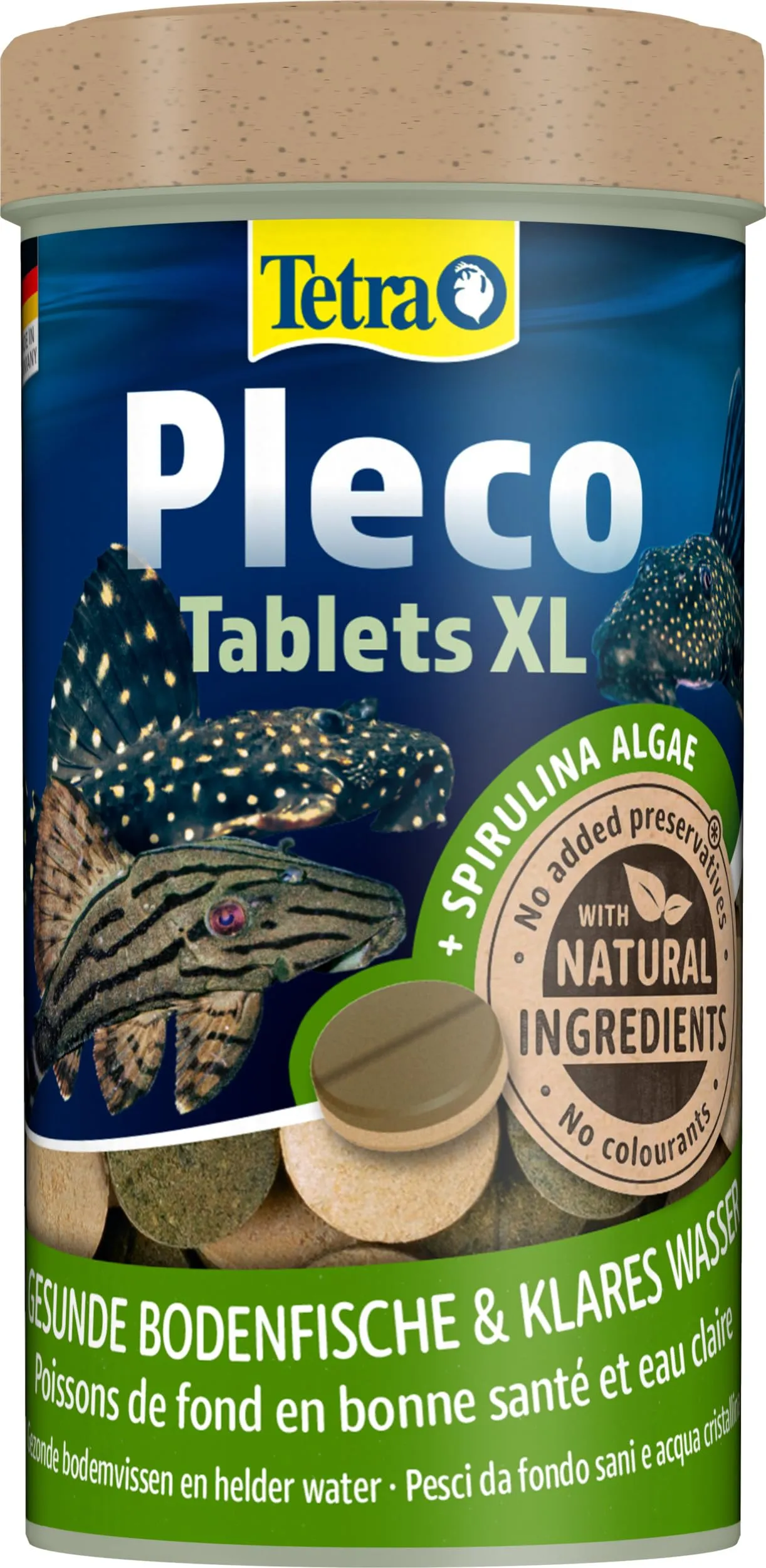 Tetra Pleco XL Tablets – Cibo per pesci ricco di sostanze nutritive per tutti i pesci da fondo erbivori con bocca infera, barattolo da 133 compresse