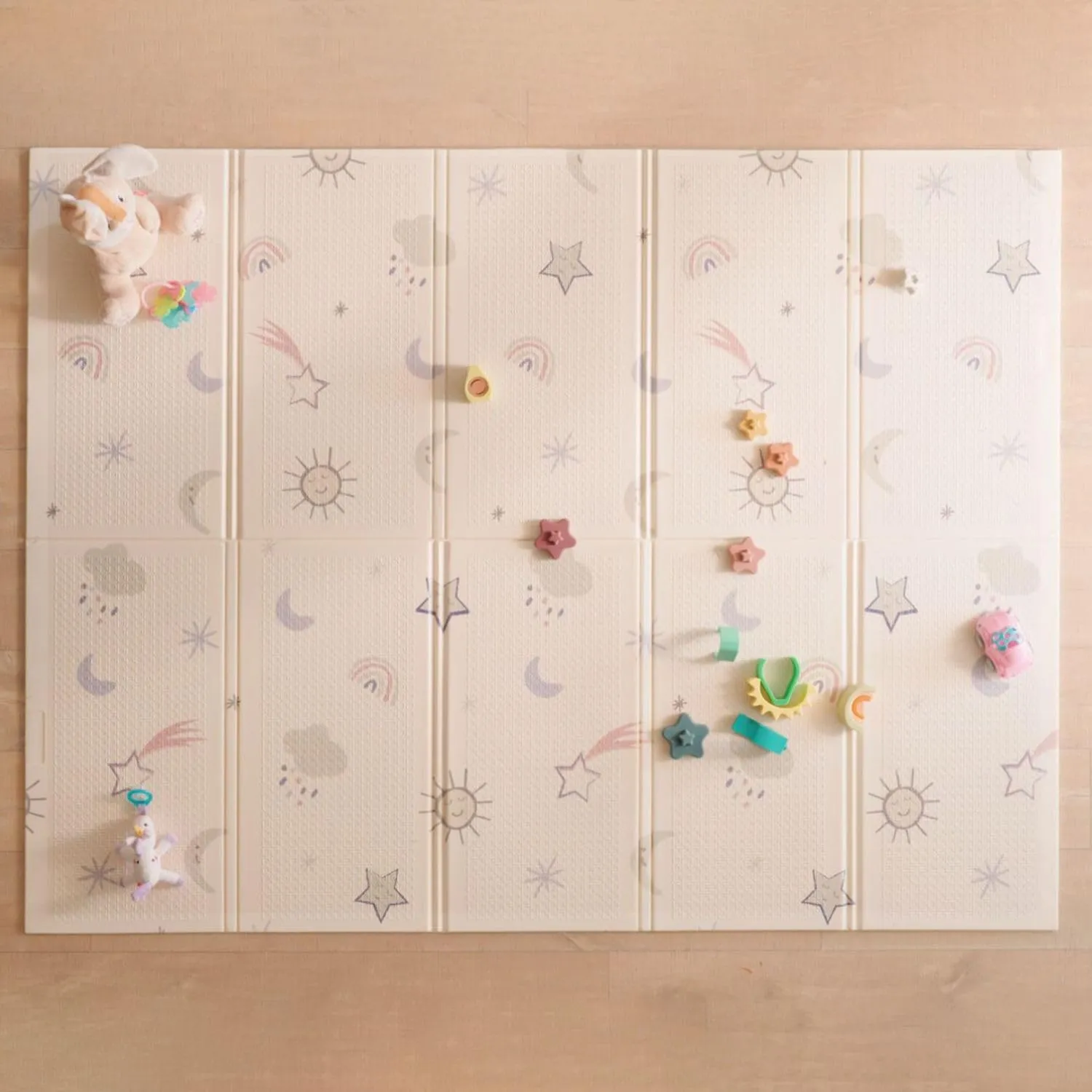 Nuby Tappeto Gioco Bambini Pieghevole Double Face, 150x200cm, 0M+, Stelle