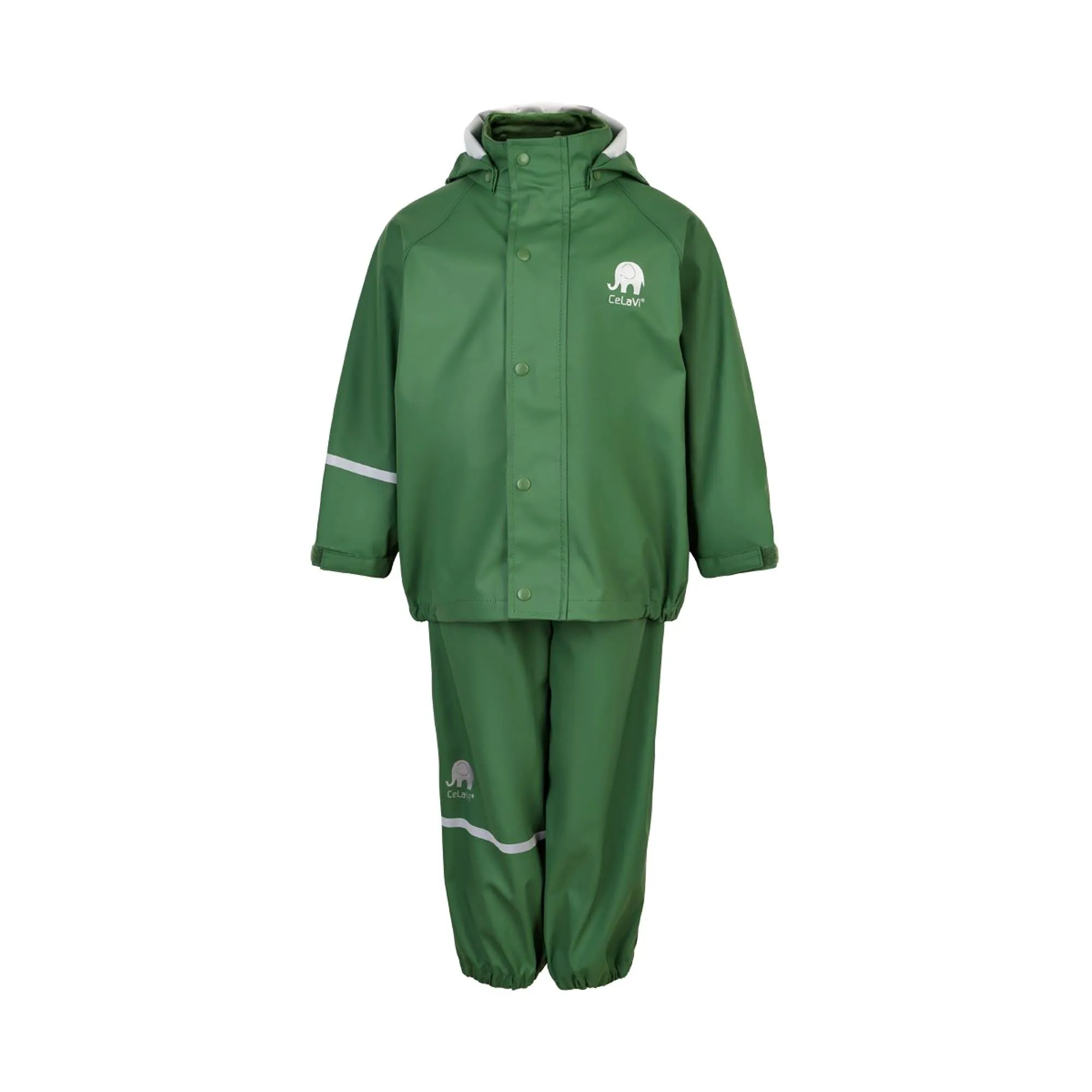 CeLaVi Basic Rainwear Set-Solid PU Giacca Impermeabile, Elm Green, 10 Jahre Unisex-Adulto