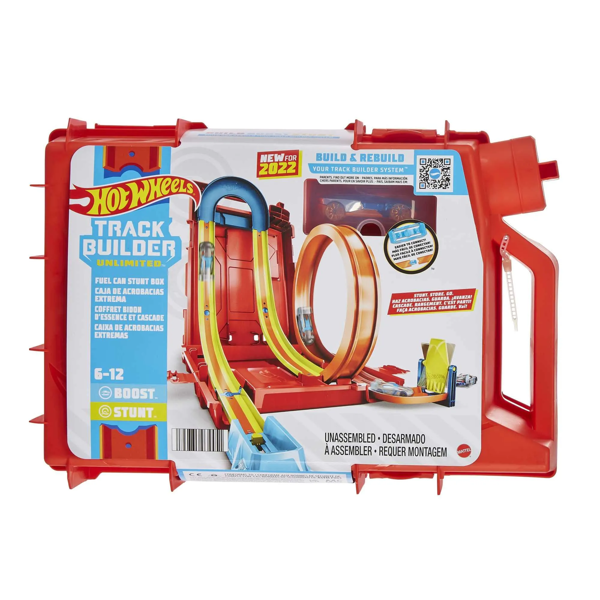 Hot Wheels-Track Builder Unlimited Box Tanica di Benzina, Set per Costruire Piste con Acrobazie e Corse, Porta Macchinine e Pezzi di Pista, Giocattolo per Bambini 6+ Anni, HDX78
