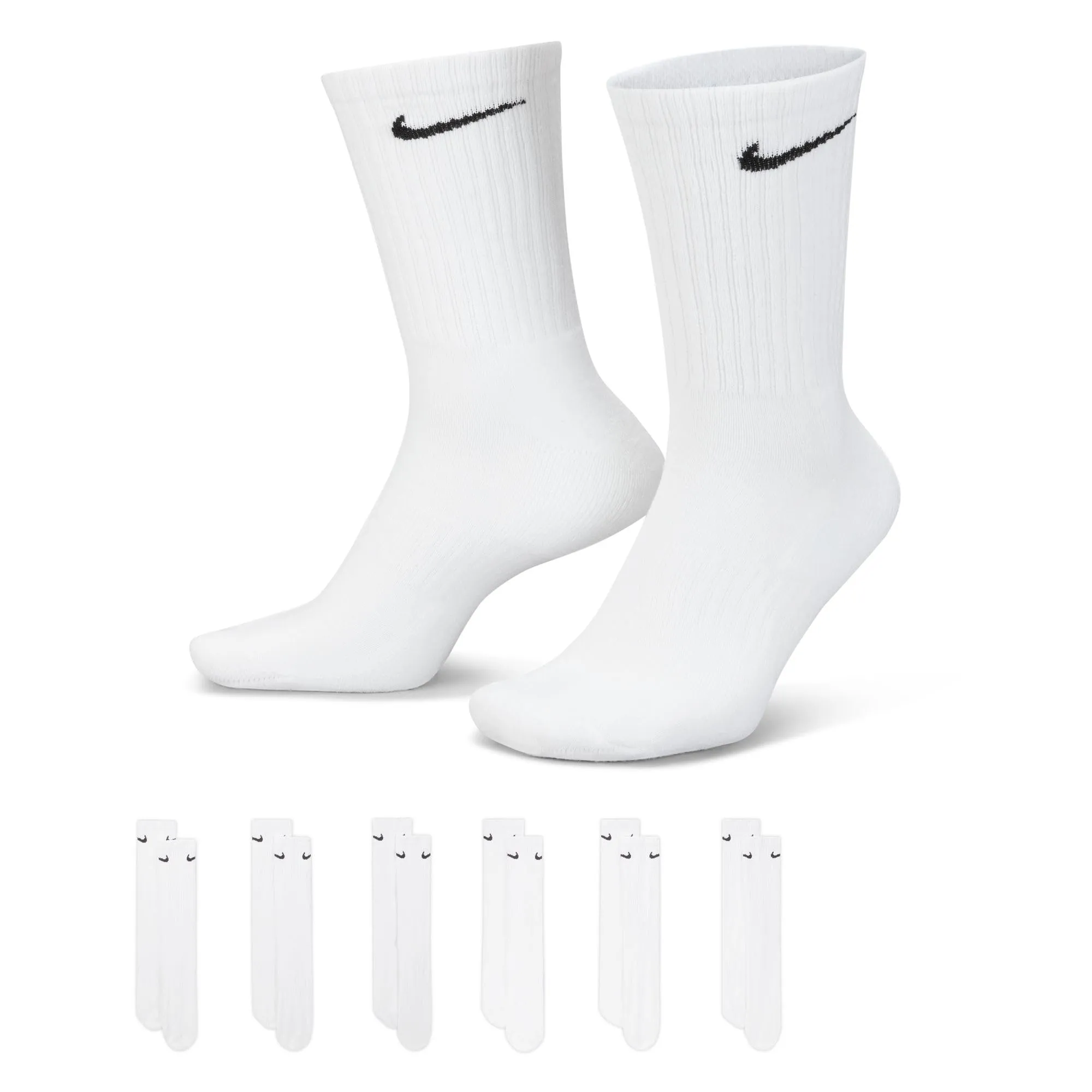 Nike SX7666-100 U NK EVERYDAY CUSH CREW 6PR-BD Calzini Uomo white/(black) S
