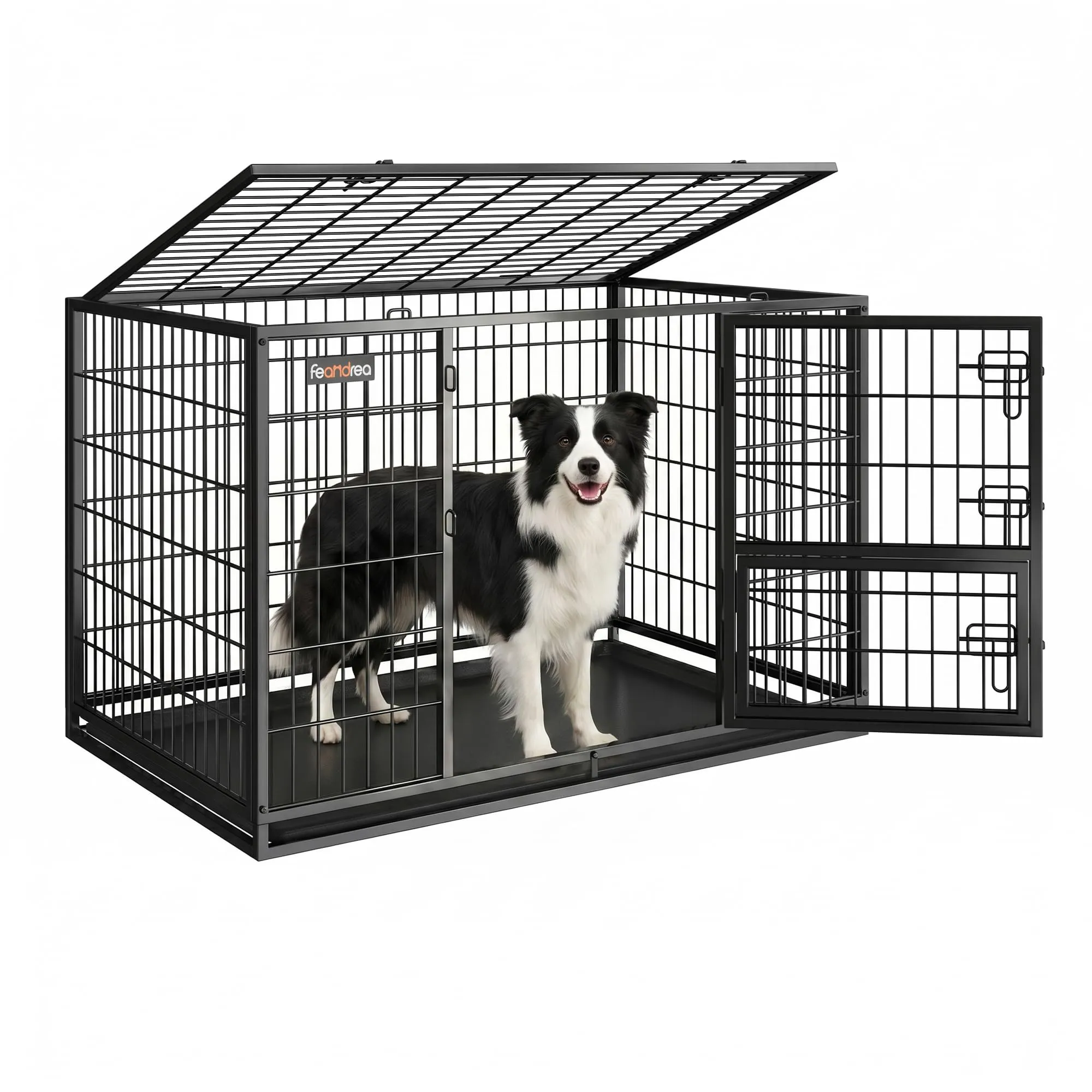 Feandrea Gabbia per Cani, Doppia Porta Rimovibile, 107 x 70 x 76,6 cm
