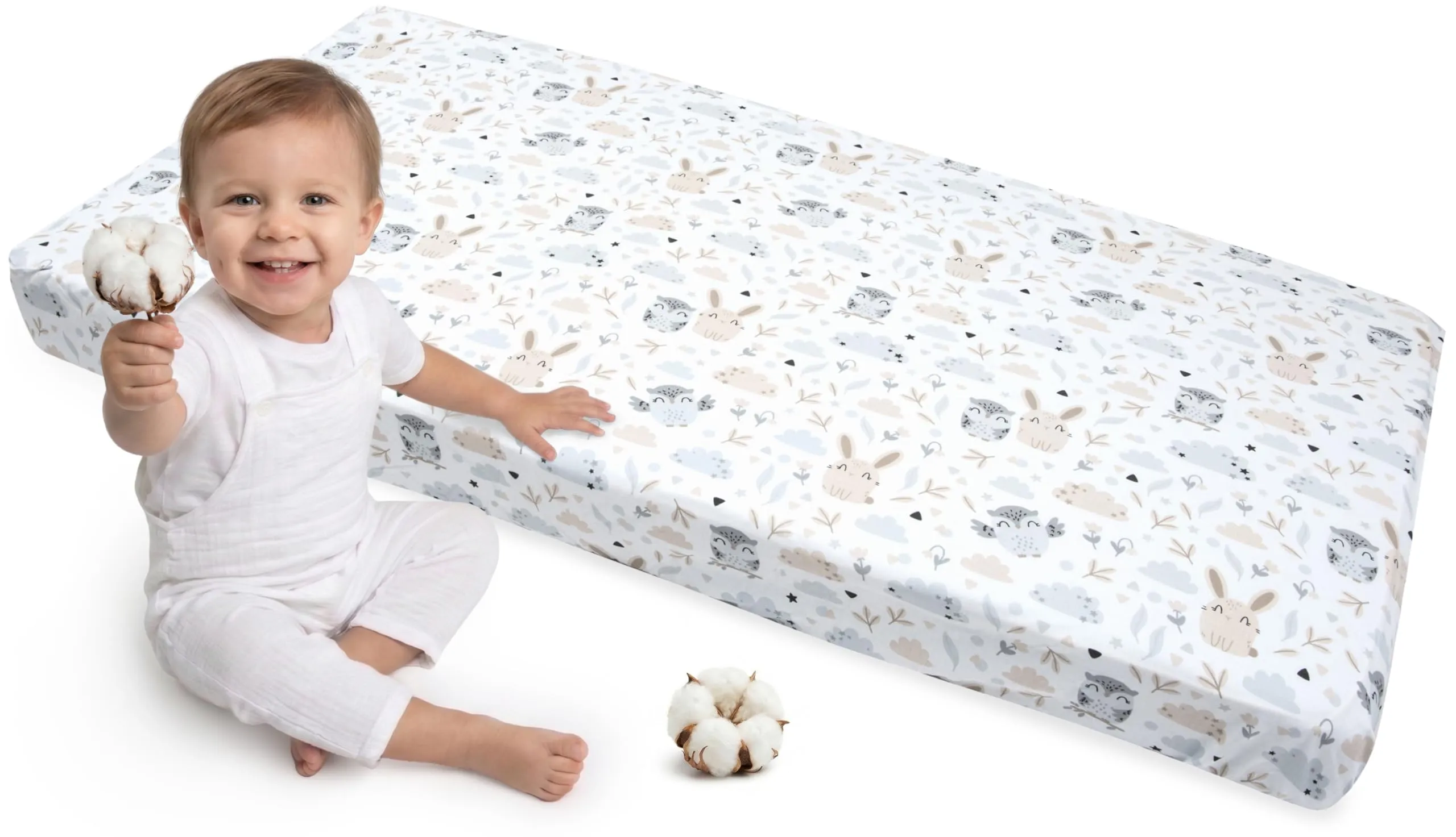 Medi Partners Lenzuola Lettino Neonato 60x120-100% Cotone Lenzuolo con Angoli Culla Coprimaterasso fitted Materassino Sheet Letto Bambino Lenzuolino (Radura Con Animali)