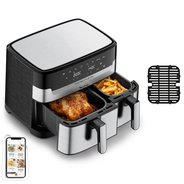 Moulinex Dual Easy Fry et Grill Friggitrice Ad Aria 8.3L 2 Cestelli Modalità Sync