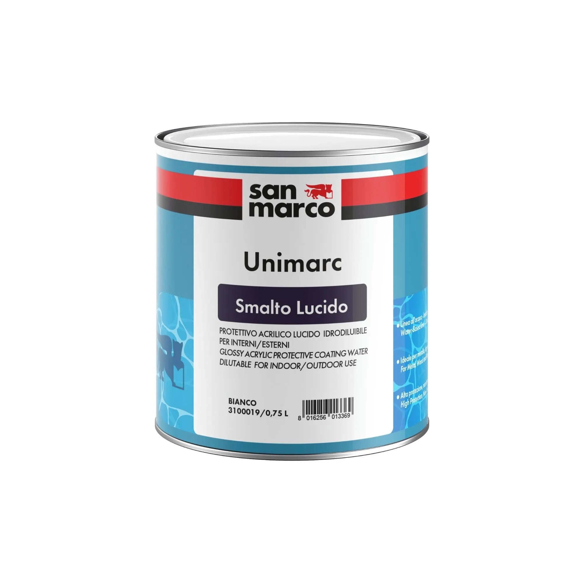 UNIMARC SMALTO LUCIDO Smalto per legno, metallo e ceramica a effetto lucido; permette di ottenere superfici traspiranti e idrorepellenti.