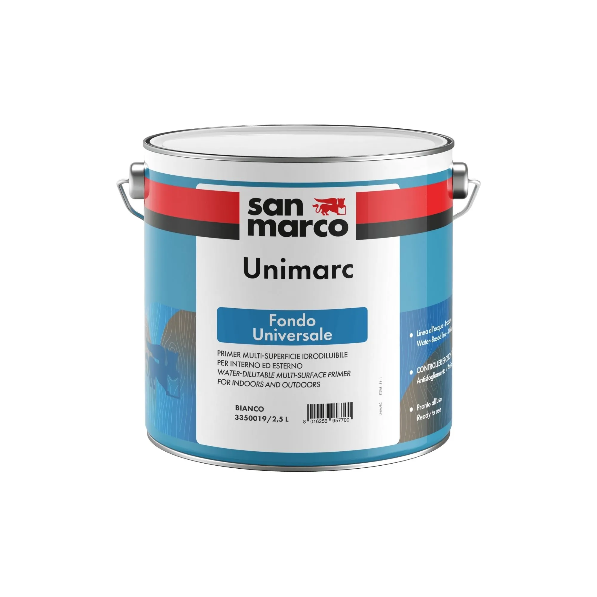 UNIMARC FONDO UNIVERSALE Pittura di fondo per legno uniforme; applicato anche su alluminio, lamiera e plastica, in interni ed esterni.