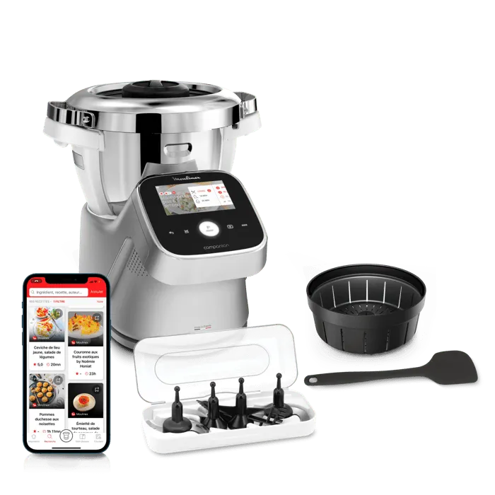 Moulinex Robot Da Cucina Multifunzione I-Companion Touch Pro Silver Funzione Cottura Capacità 3L Schermo Touch Bilancia Integrata