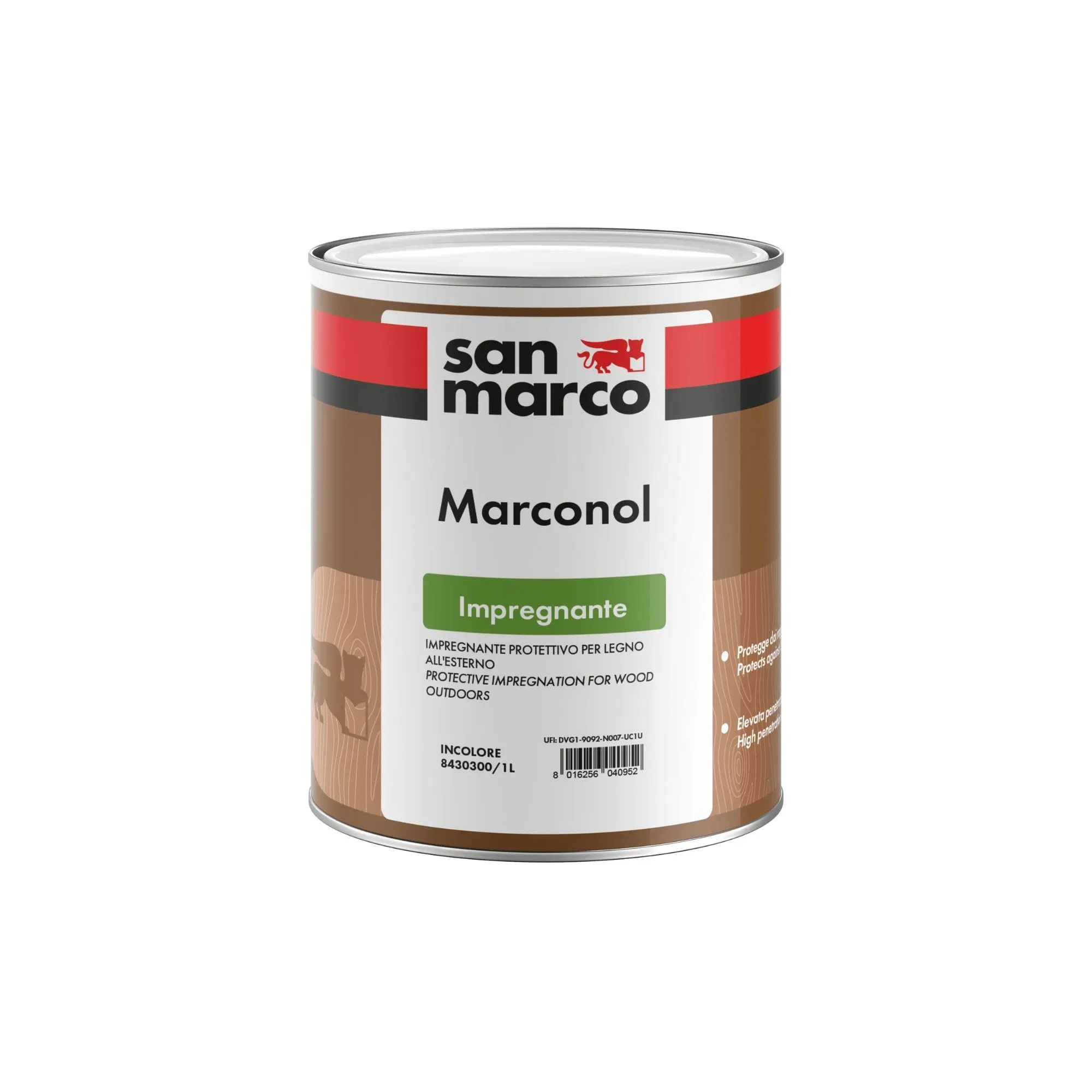 MARCONOL IMPREGNANTE Impregnante a solvente per legno; lo protegge dagli agenti atmosferici, dai raggi uv e dagli inquinanti.