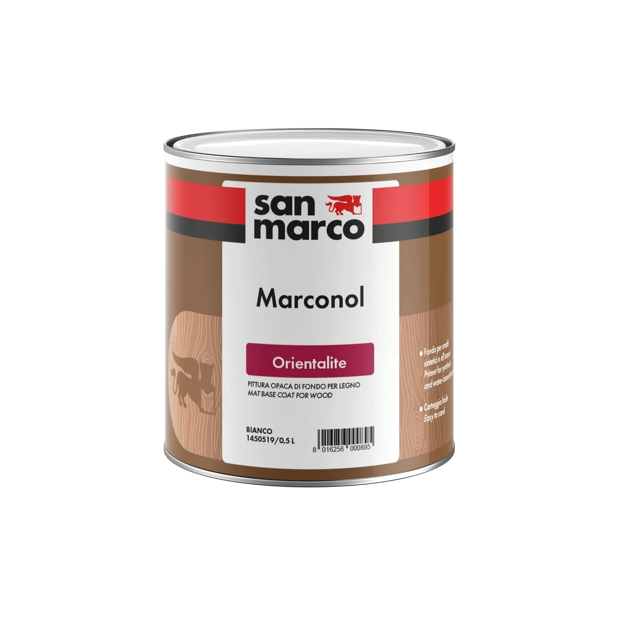 MARCONOL ORIENTALITE Pittura di fondo per legno a solvente, coprente e rapida essiccazione; fondo da applicare prima dello smalto.