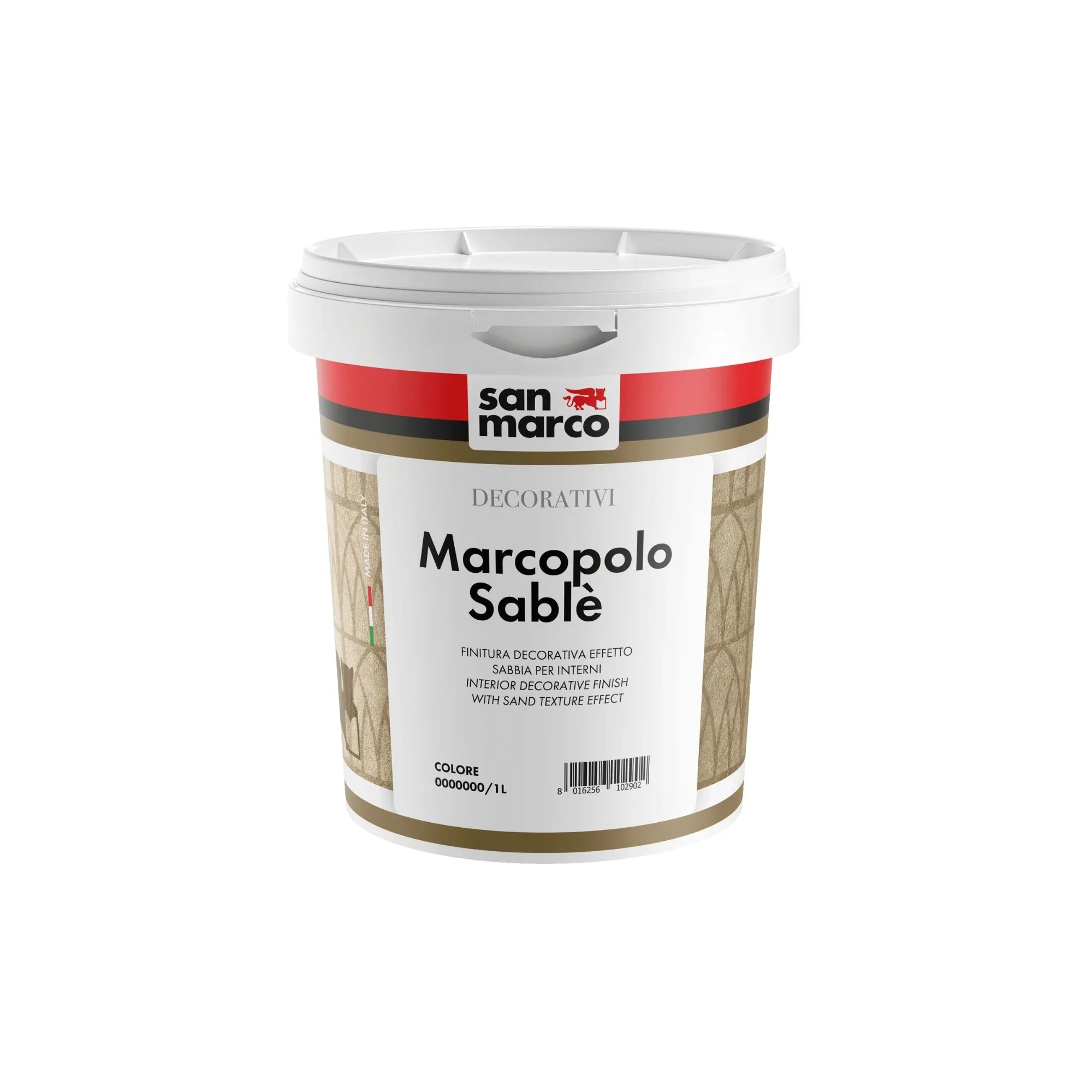 MARCOPOLO SABLÈ Pittura decorativa per interni ad effetto sabbiato opaco; pronta all'uso, si stende facilmente a pennello.