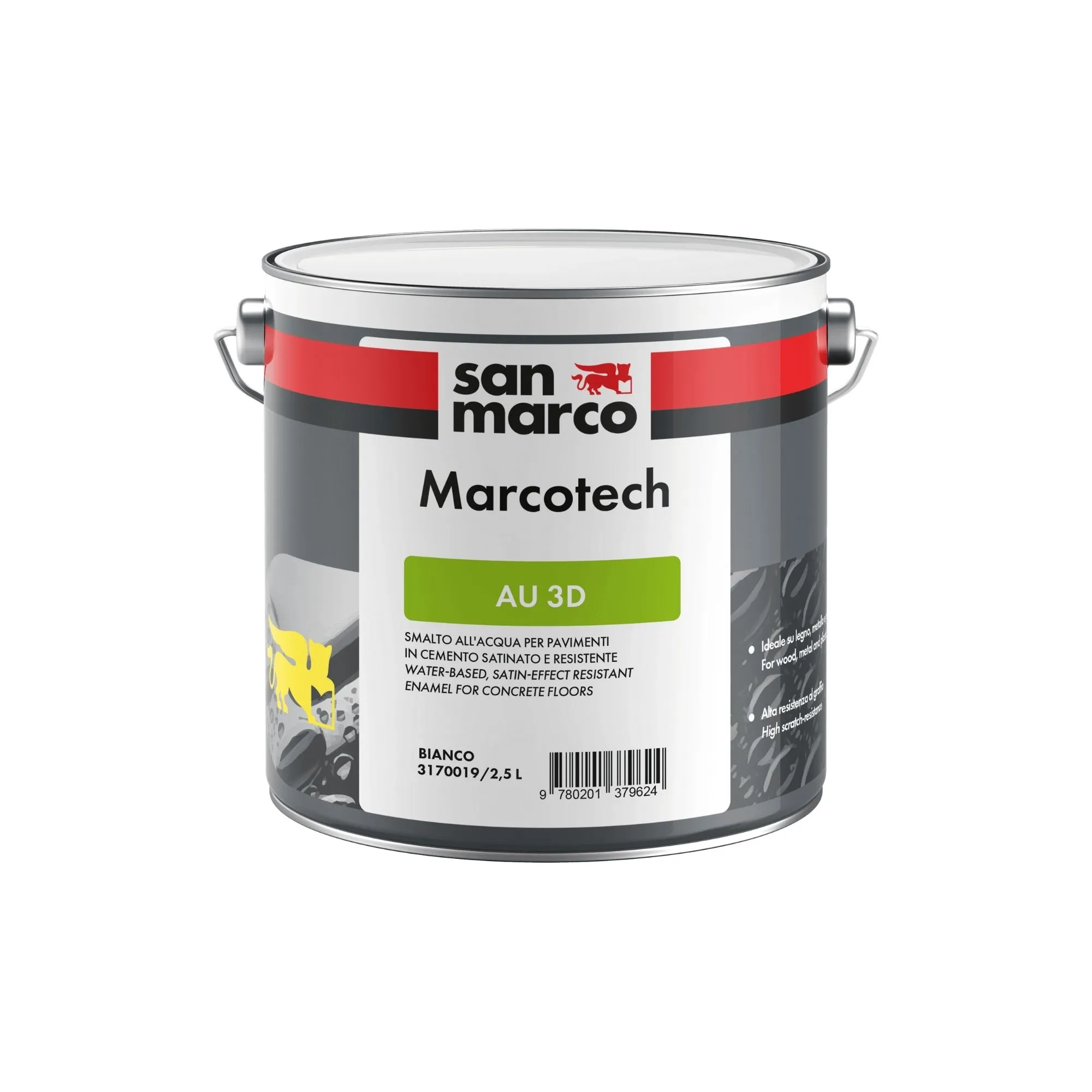MARCOTECH AU 3D Smalto per pavimento in cemento, a base acqua: alta resistenza meccanica, effetto satinato, per l'uso in garage domestici.