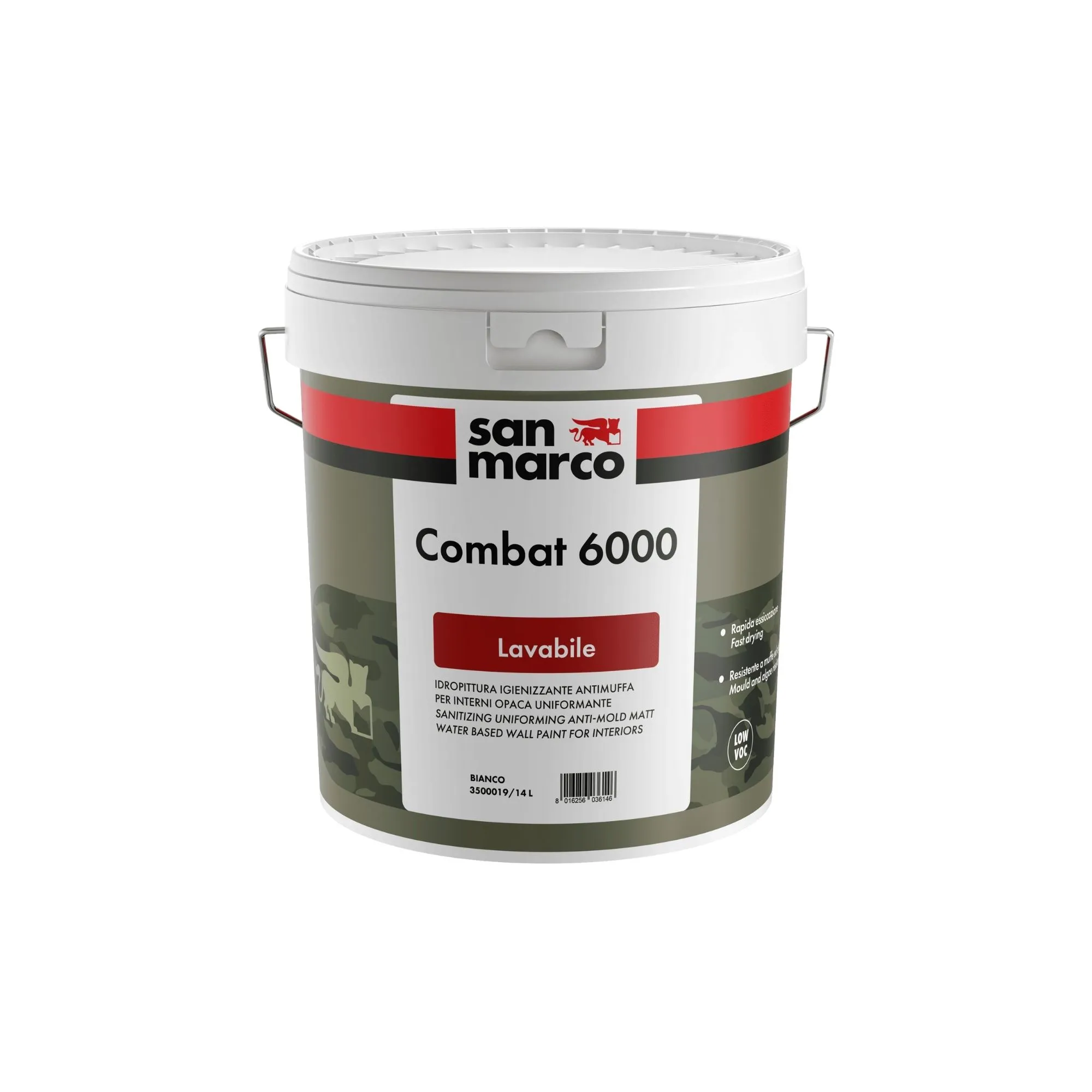 COMBAT 6000 Pittura lavabile antimuffa per interni. Molto coprente e ad effetto opaco, asciuga in fretta.