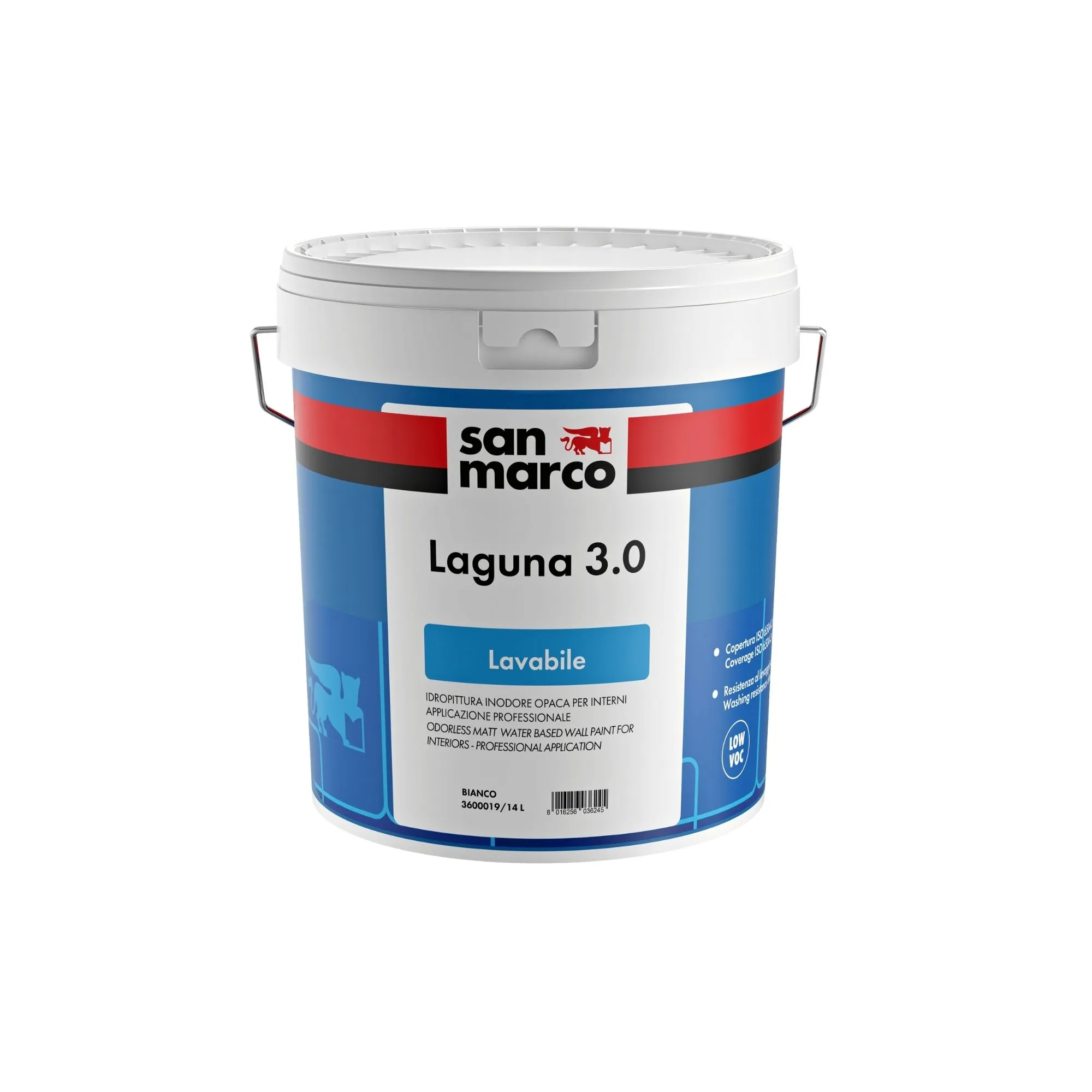 LAGUNA 3.0 Pittura lavabile inodore per interni; resiste al lavaggio, permette di ottenere finiture luminose mantenendo un effetto opaco.