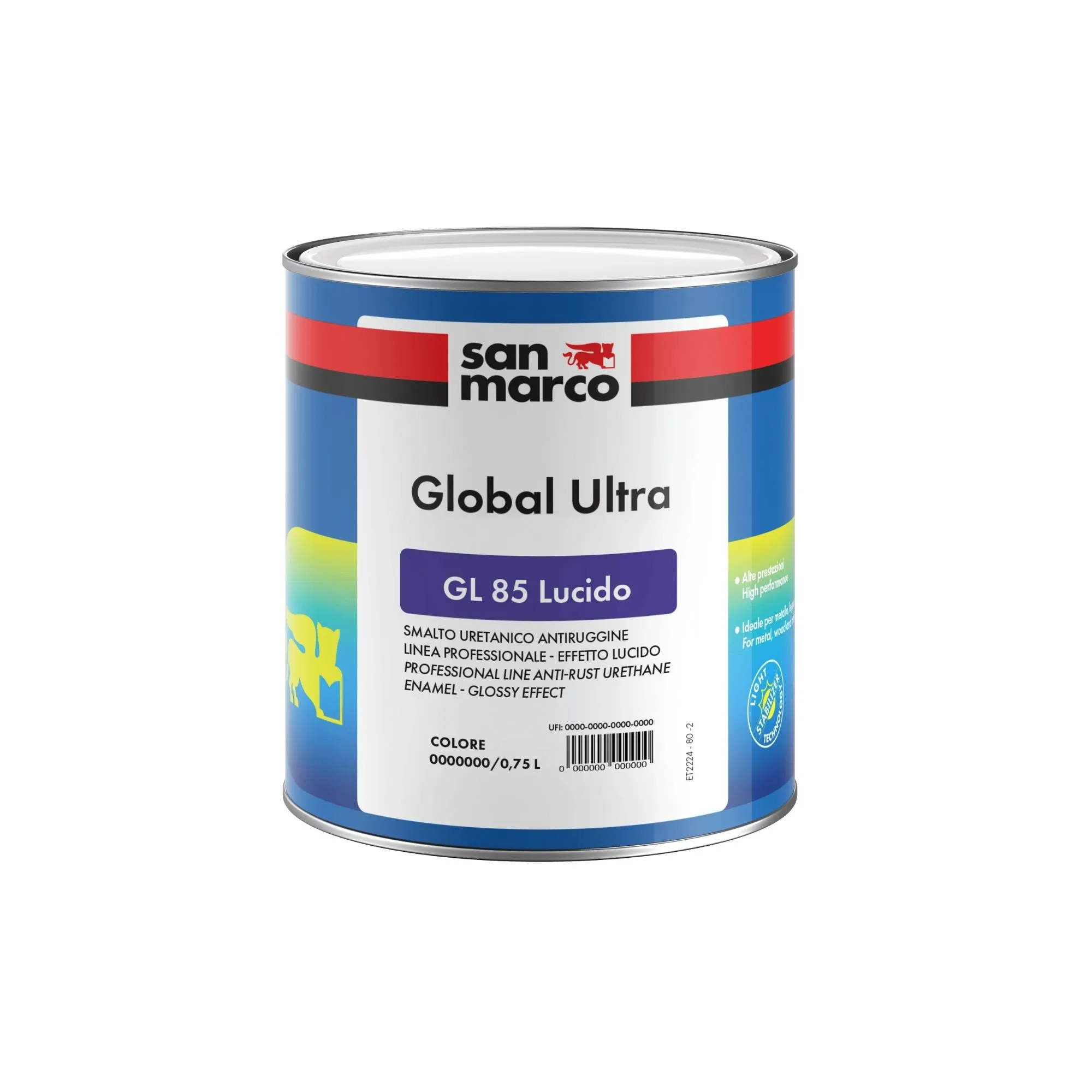 GLOBAL ULTRA GL 85 LUCIDO Smalto per ferro e legno ad effetto lucido; crea una barriera protettiva, anticorrosiva e antiruggine.