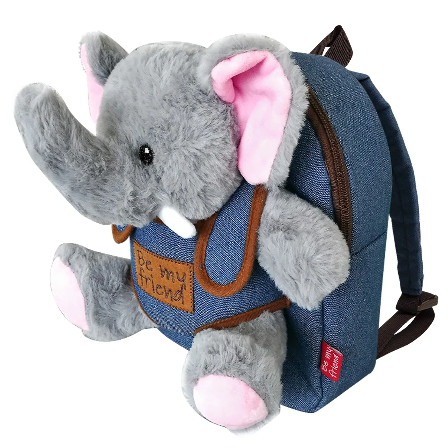 Zaino in Denim con Peluche