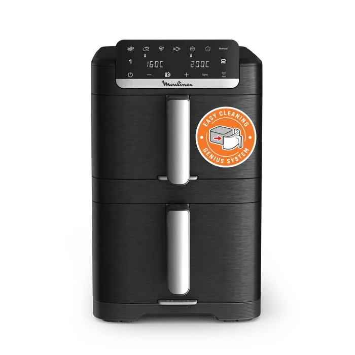 Moulinex Easy Fry Crispy Stack Friggitrice Ad Aria Verticale Con Doppia Resistenza Salvaspazio Frontale Rimovibile