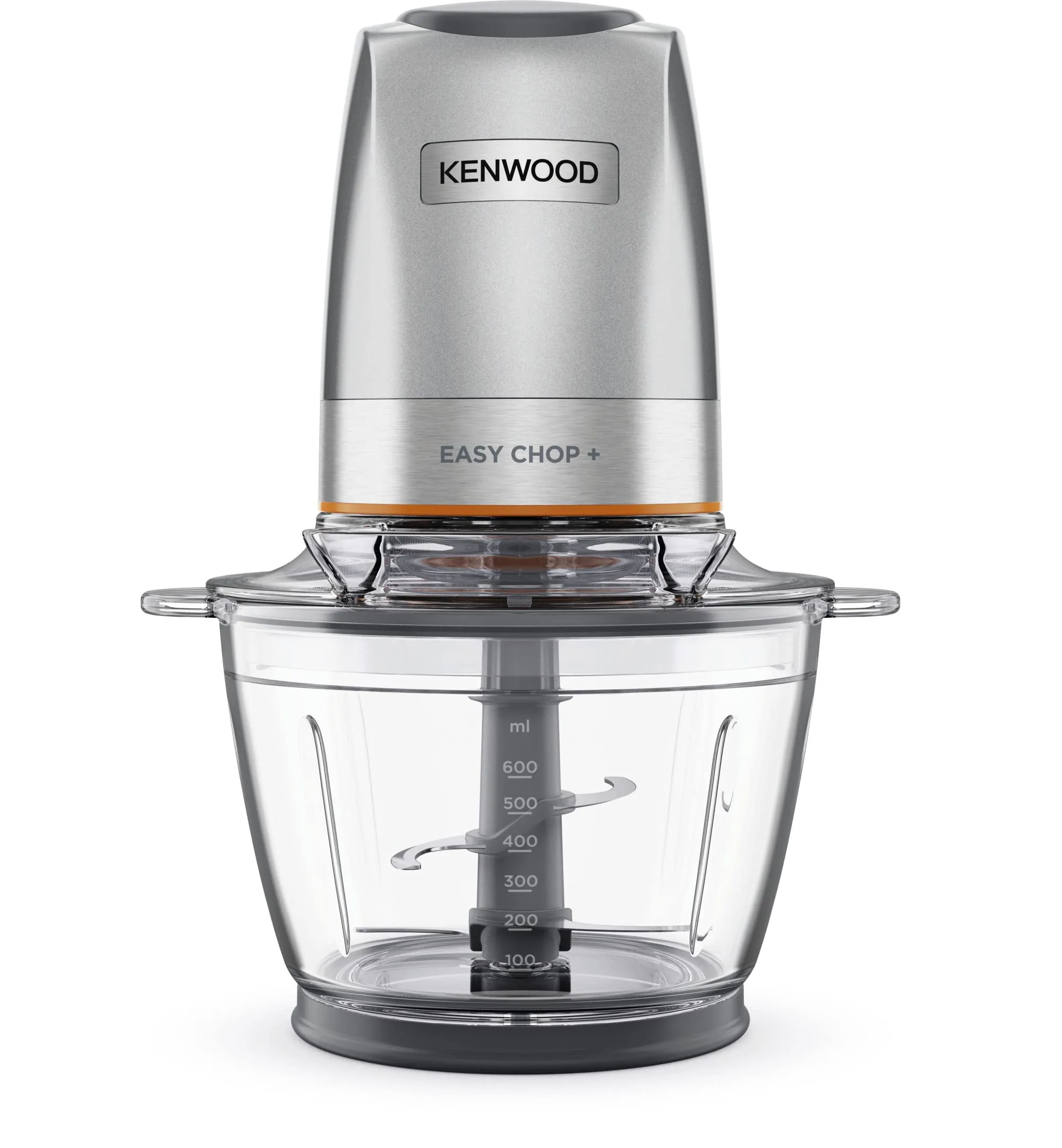 Kenwood EasyChop+ CHP62.400SI, Tritatutto con Sistema di Lame Quad Blade in Acciaio Inox, Sistema di Controllo, Tritaghiaccio, Ciotola in Vetro da 600ml, Lavabile in Lavastoviglie, 500W, Silver